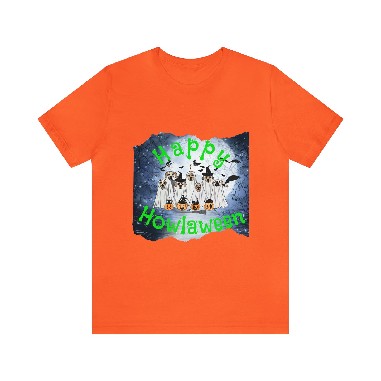 Happy Howlaween Dog Green Short Sleeve Tee, Halloween shirt