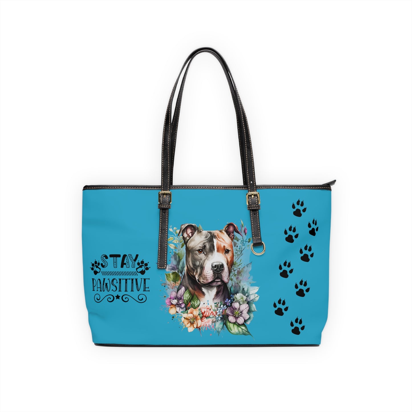 Turquoise Pitbull Leather Shoulder Bag You had me at Woof Stay Pawsitive