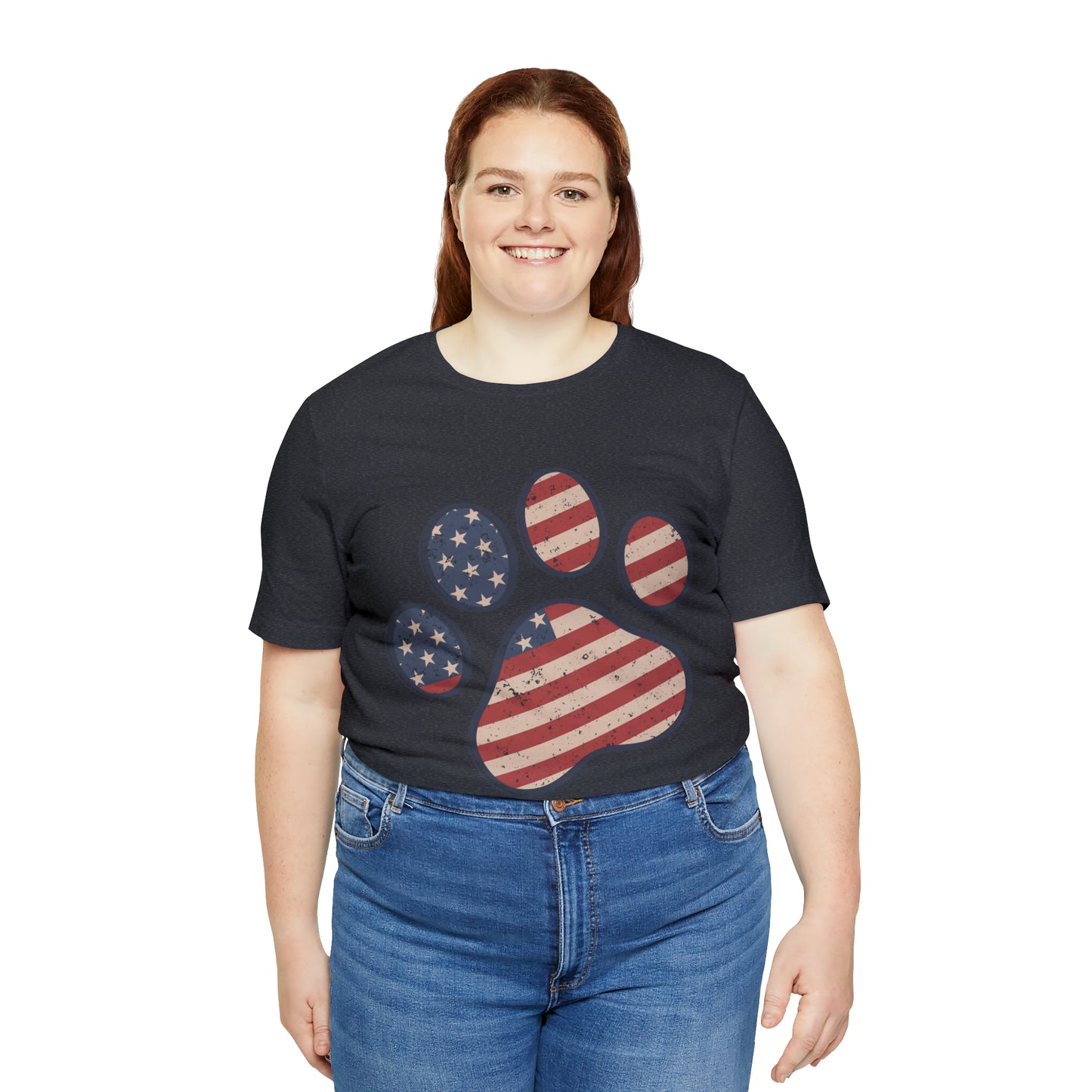 4th of July Pawprint Unisex Jersey Short Sleeve Tee Patriotic American Flag