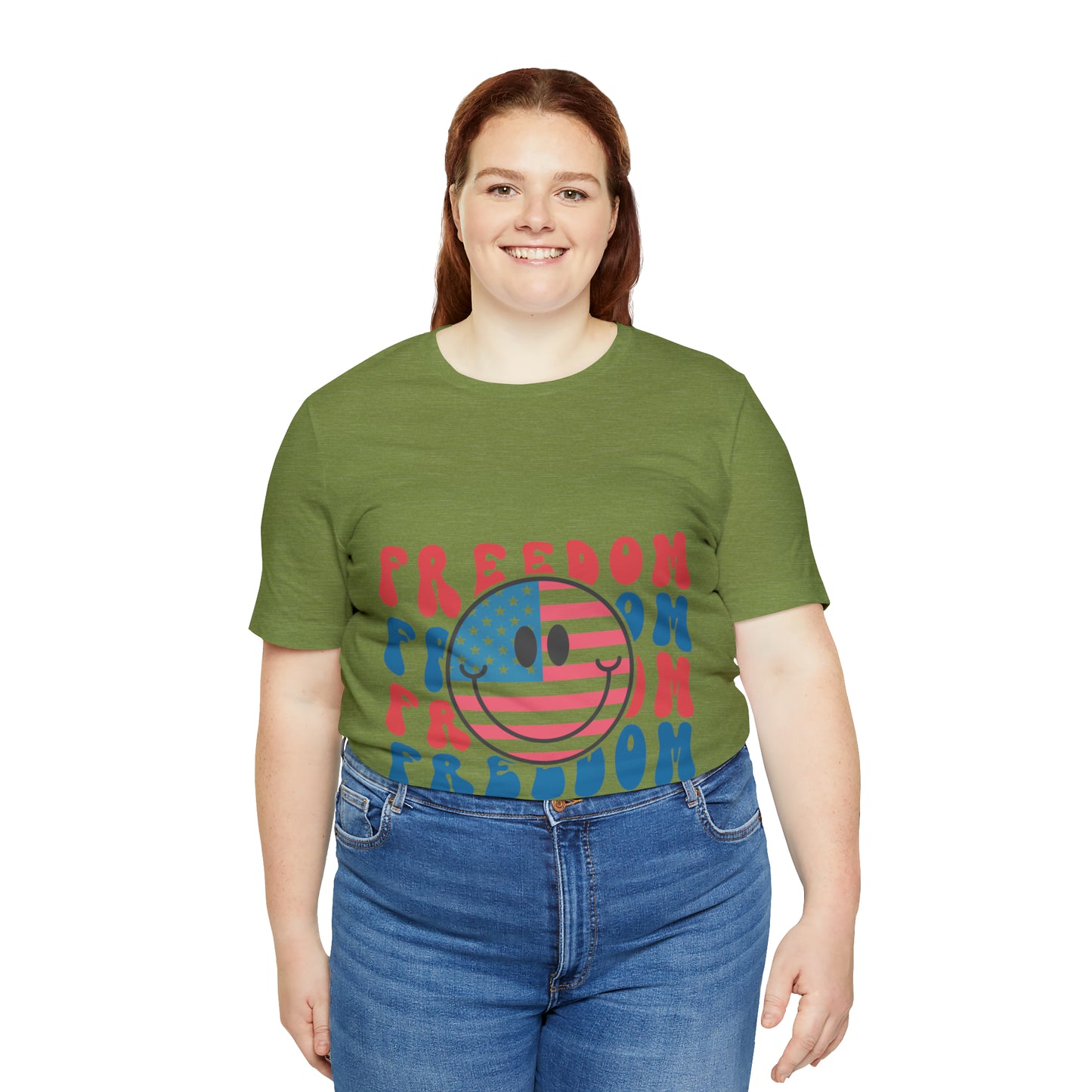 Freedom Smiley Face Flag Unisex Jersey Short Sleeve Tee Patriotic American Flag