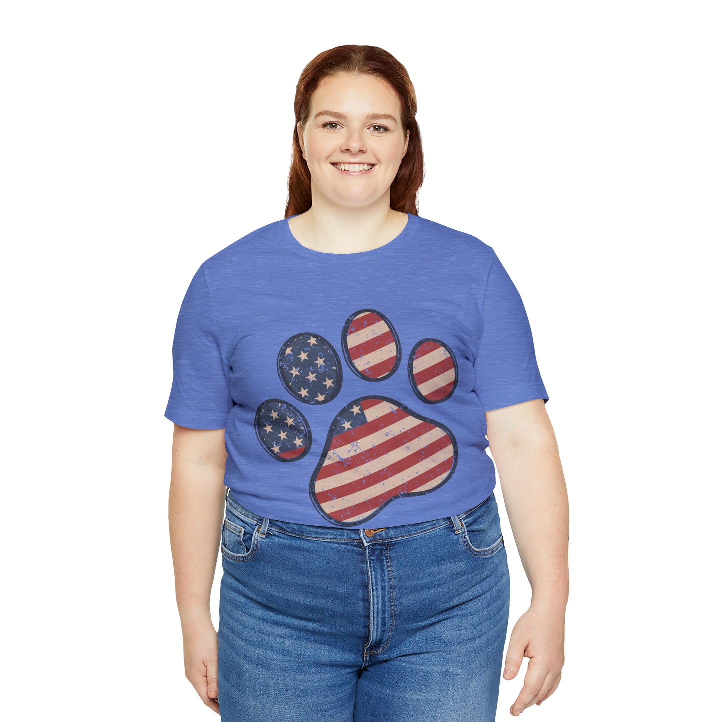 4th of July Pawprint Unisex Jersey Short Sleeve Tee Patriotic American Flag