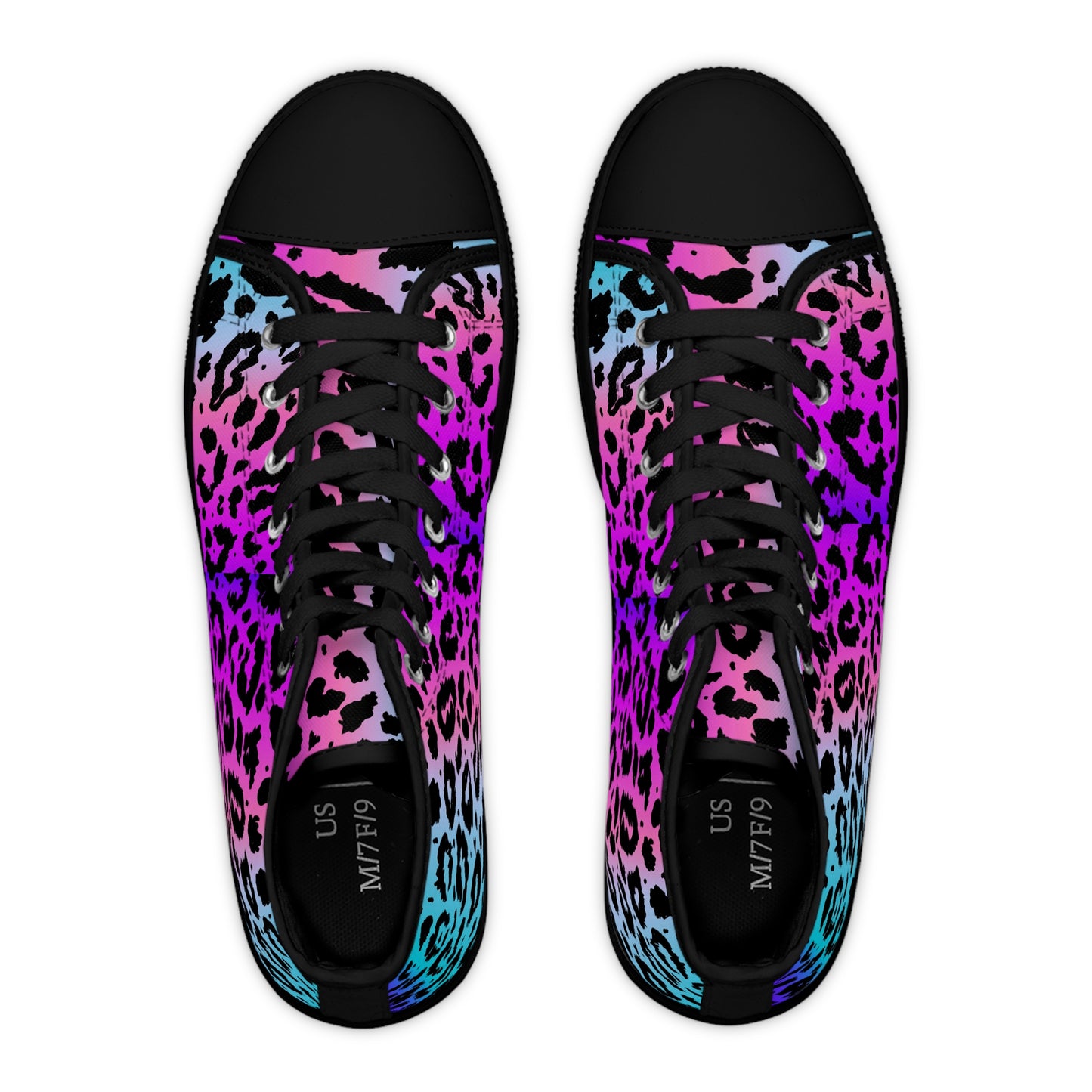 Rainbow Leopard Print Women's High Top Sneakers