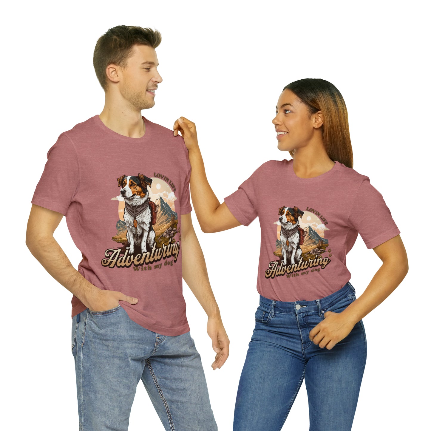 Adventuring with my Dog Short Sleeve Tee, Vintage Outdoor theme