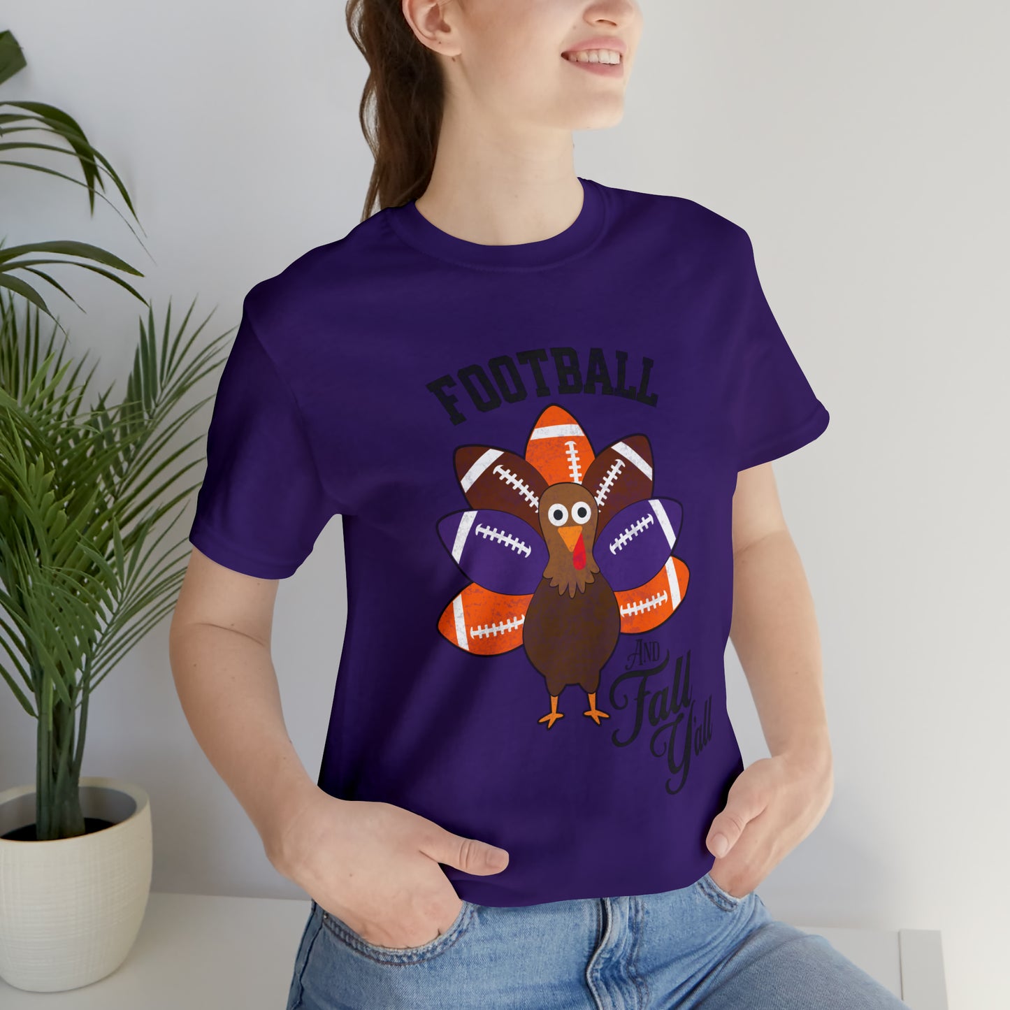 Vintage Purple and Orange Football Short Sleeve Tee, Football and turkey shirt, Clemson