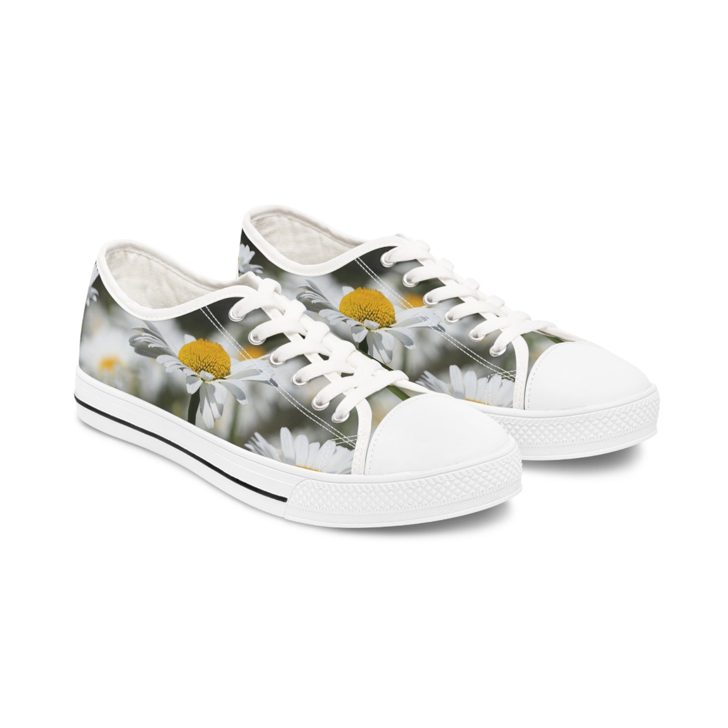 Women's Low Top Sneakers, Daisies