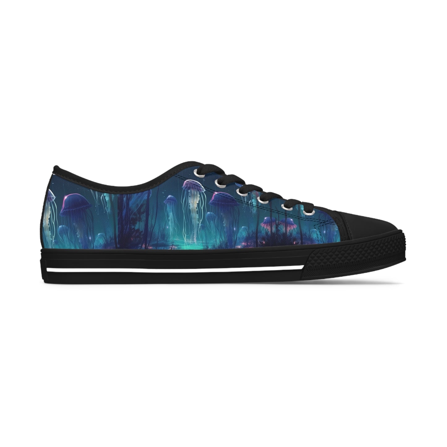 Women's Low Top Sneakers, Jellyfish, Under sea