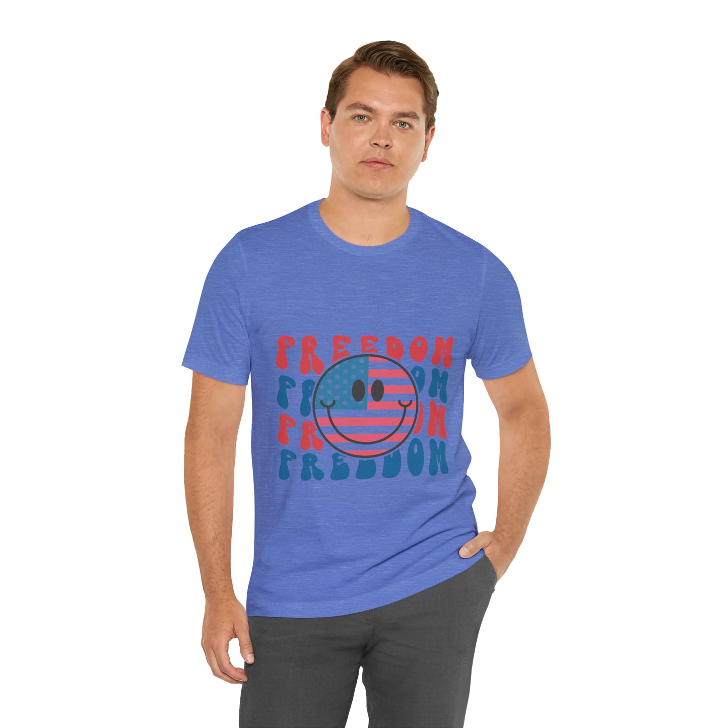 Freedom Smiley Face Flag Unisex Jersey Short Sleeve Tee Patriotic American Flag