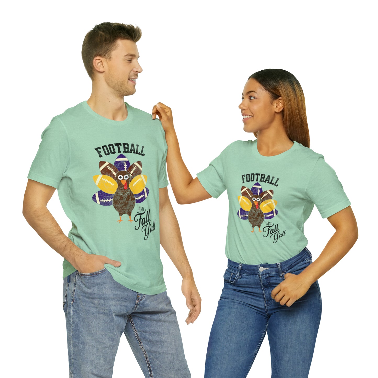 Vintage Purple and Yellow Football and Fall Short Sleeve Tee, Football and turkey shirt, LSU