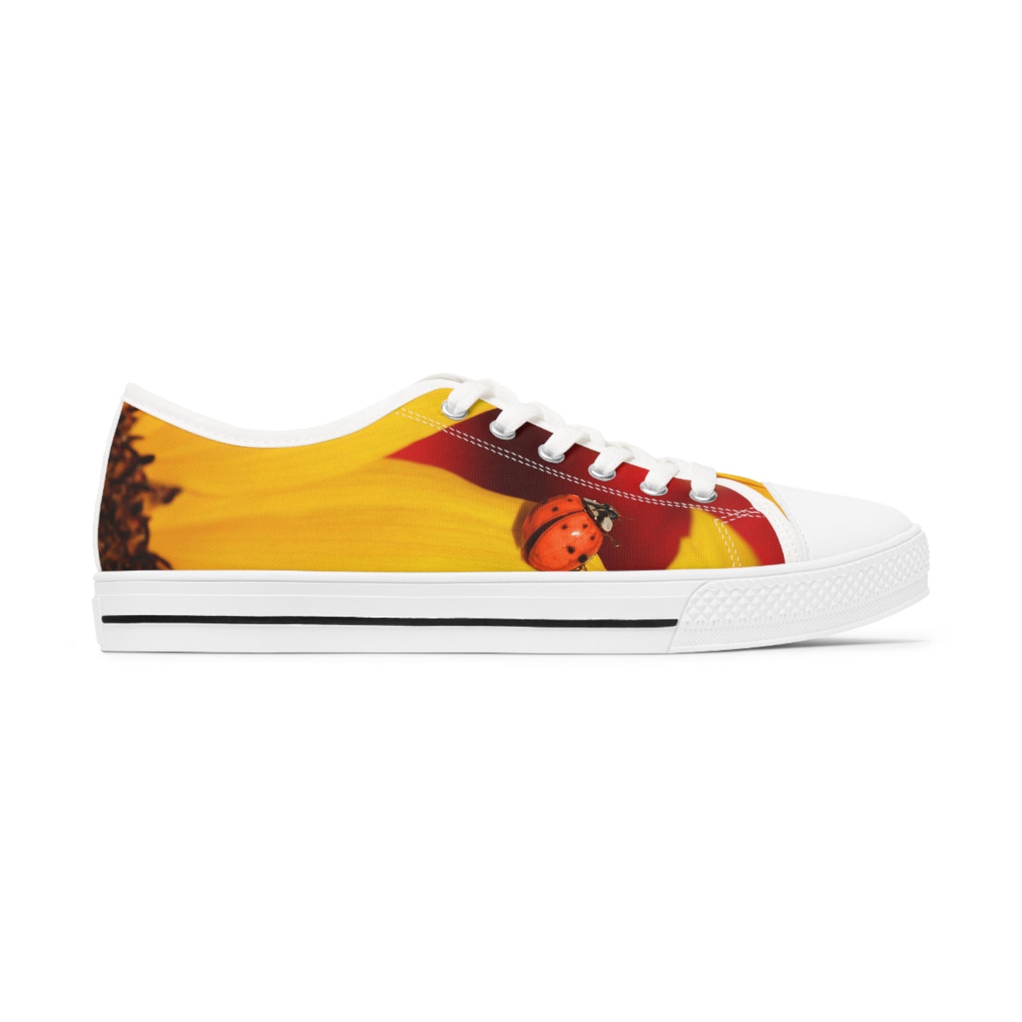 Women's Low Top Sneakers, Ladybug, Sunflower