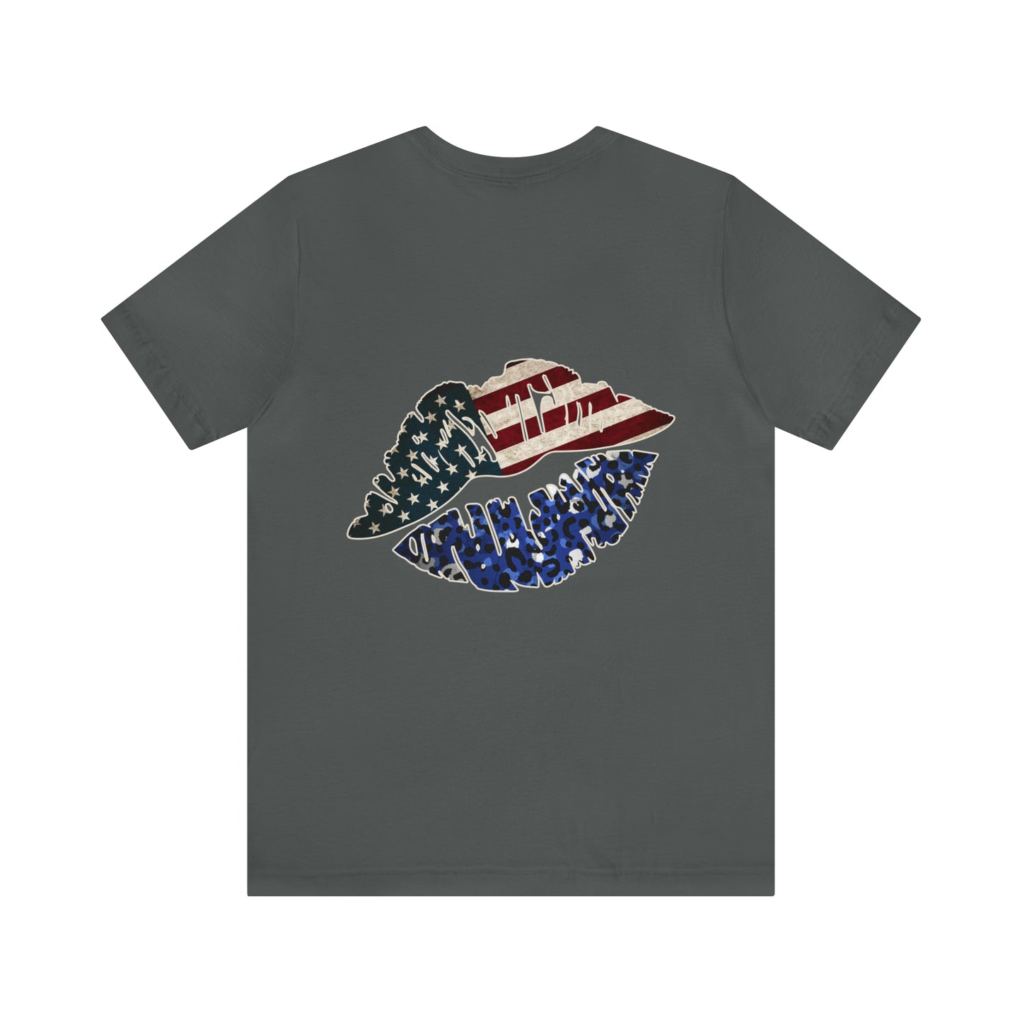 American Flag Lips 4th of July Unisex Jersey Short Sleeve Tee Patriotic Retro