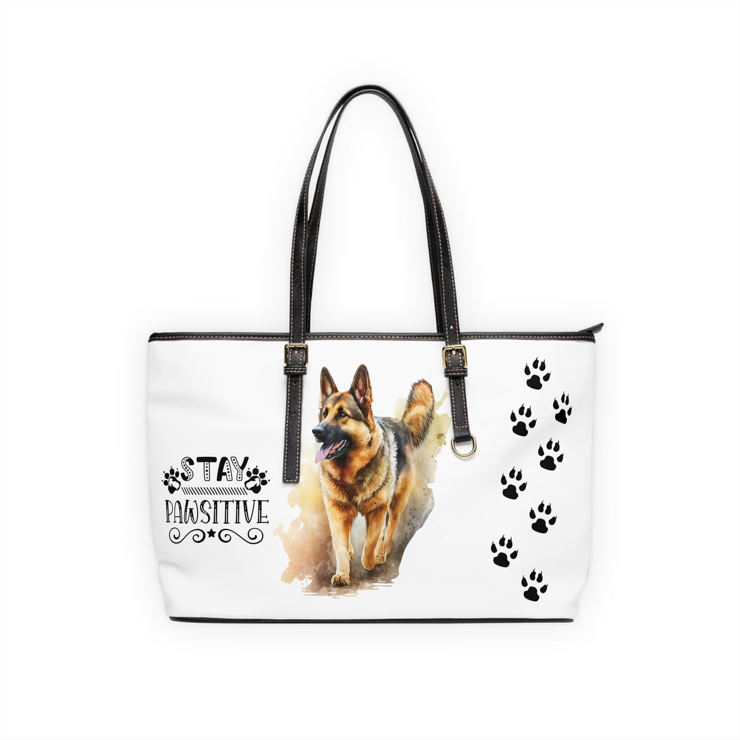 German Shepard Leather Shoulder Bag You had me at Woof Stay Pawsitive