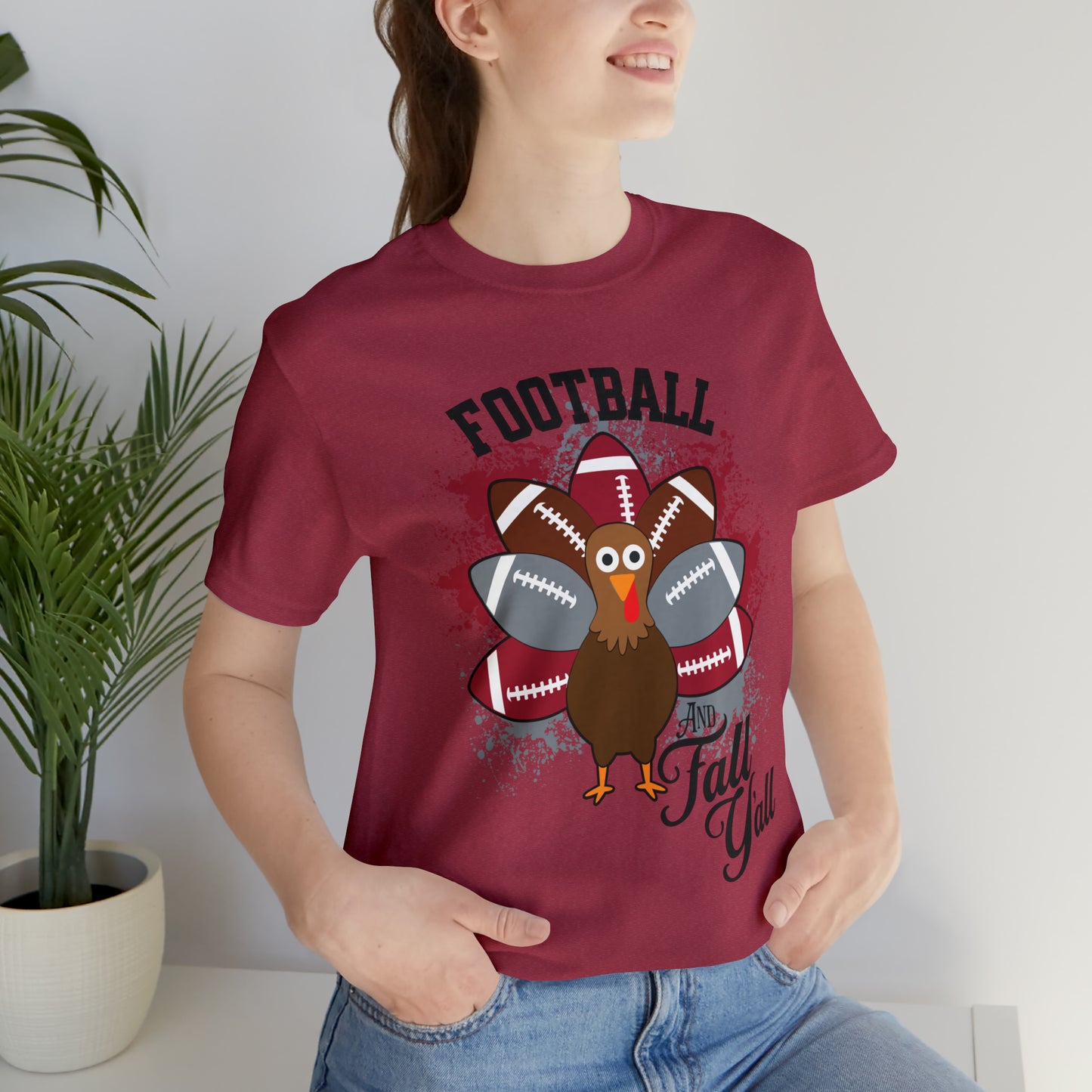 Custom Crimson and Gray Football and Fall Short Sleeve Tee, Football and turkey shirt, Alabama