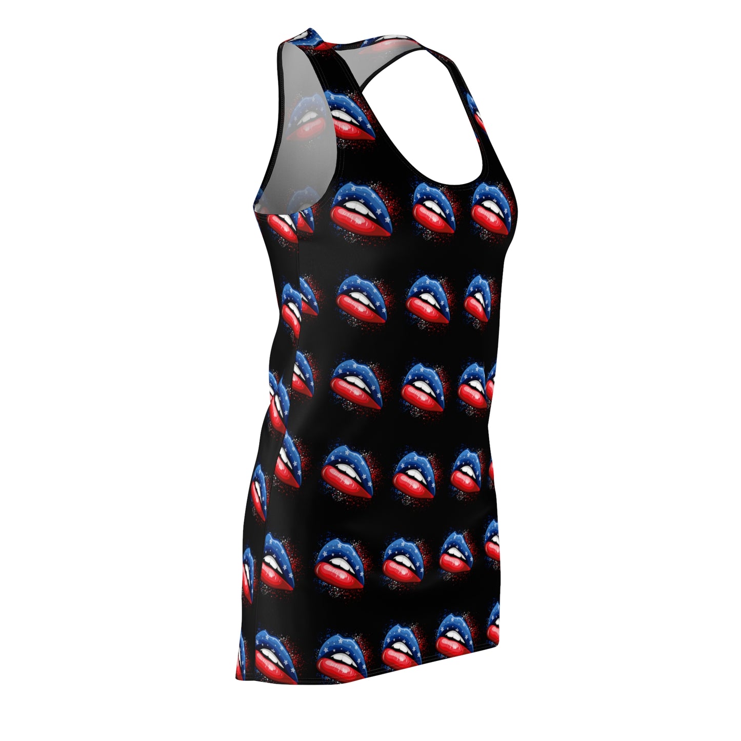 4th of July Lips Women's Cut & Sew Racerback Dress Patriotic