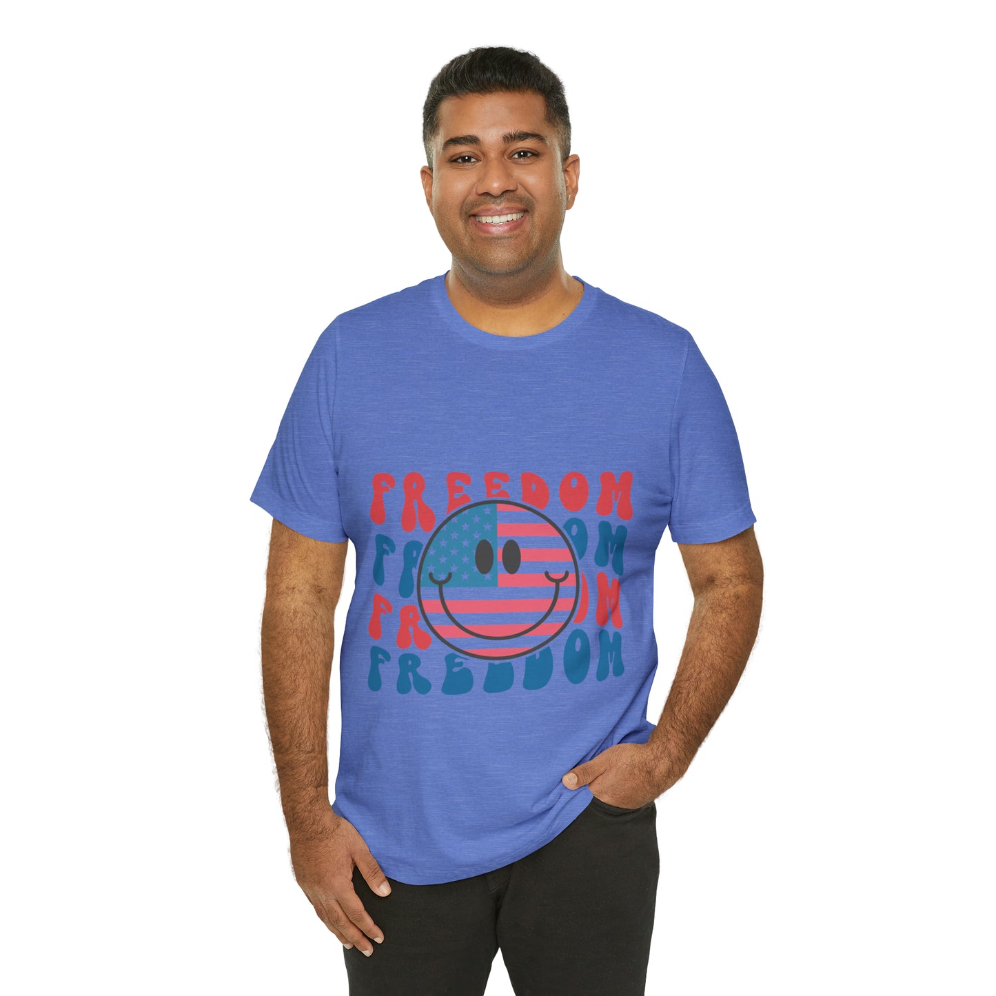 Freedom Smiley Face Flag Unisex Jersey Short Sleeve Tee Patriotic American Flag