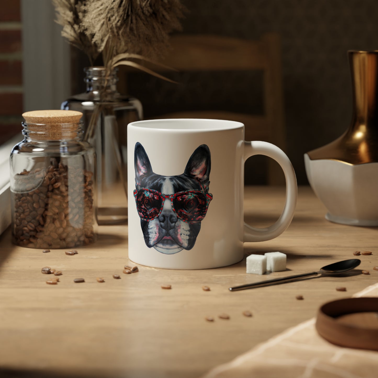 Jumbo Mug, 20oz, Boston Terrier with sunglasses