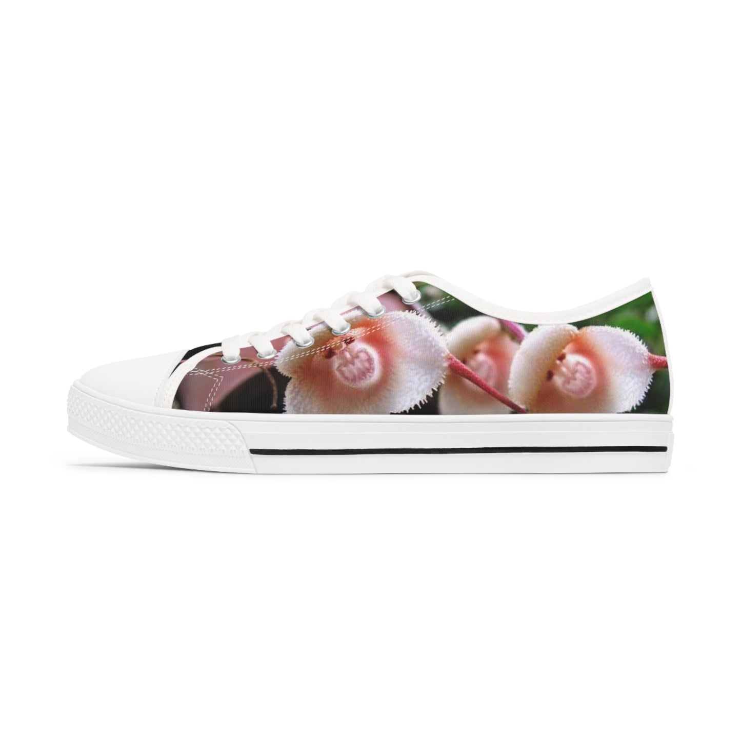 Women's Low Top Sneakers, Orchids, Monkeys, Fun, Pink