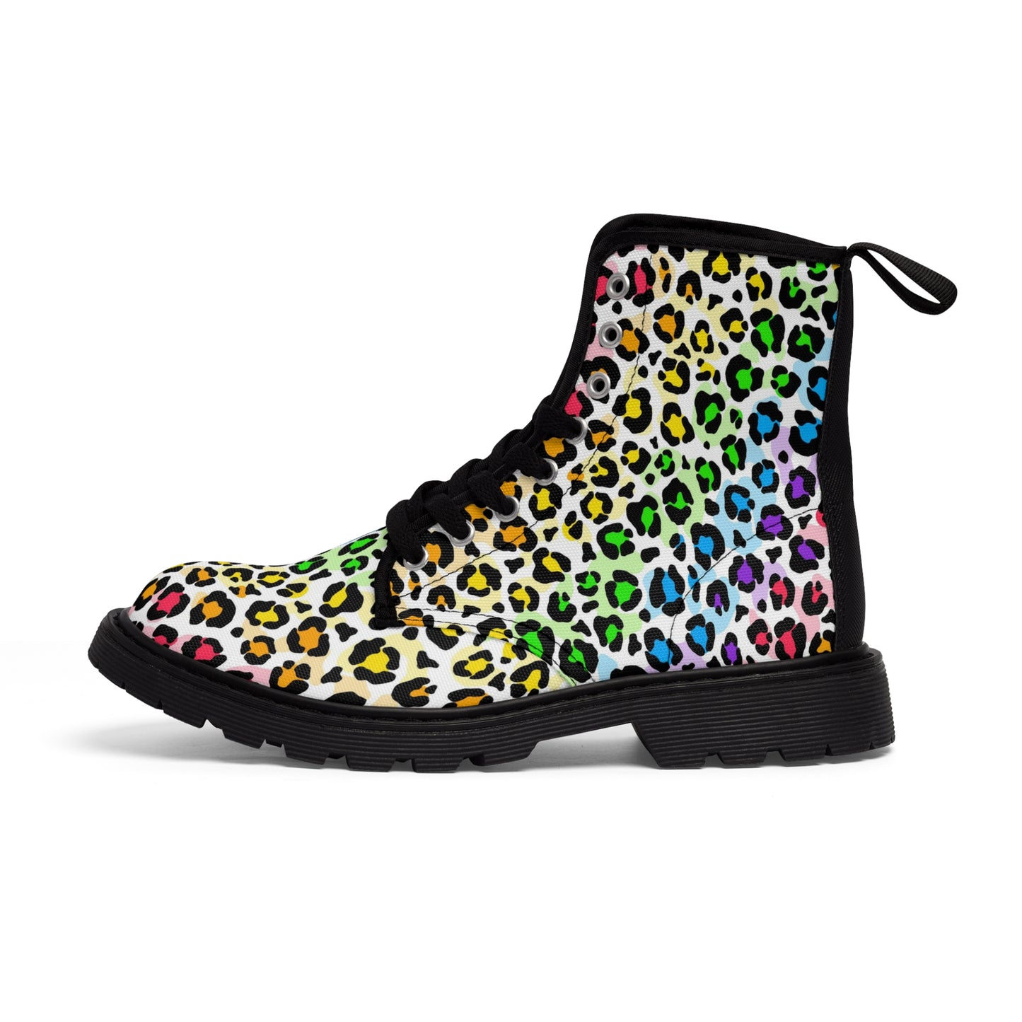 Women's Canvas Boots Multicolor small print leopard