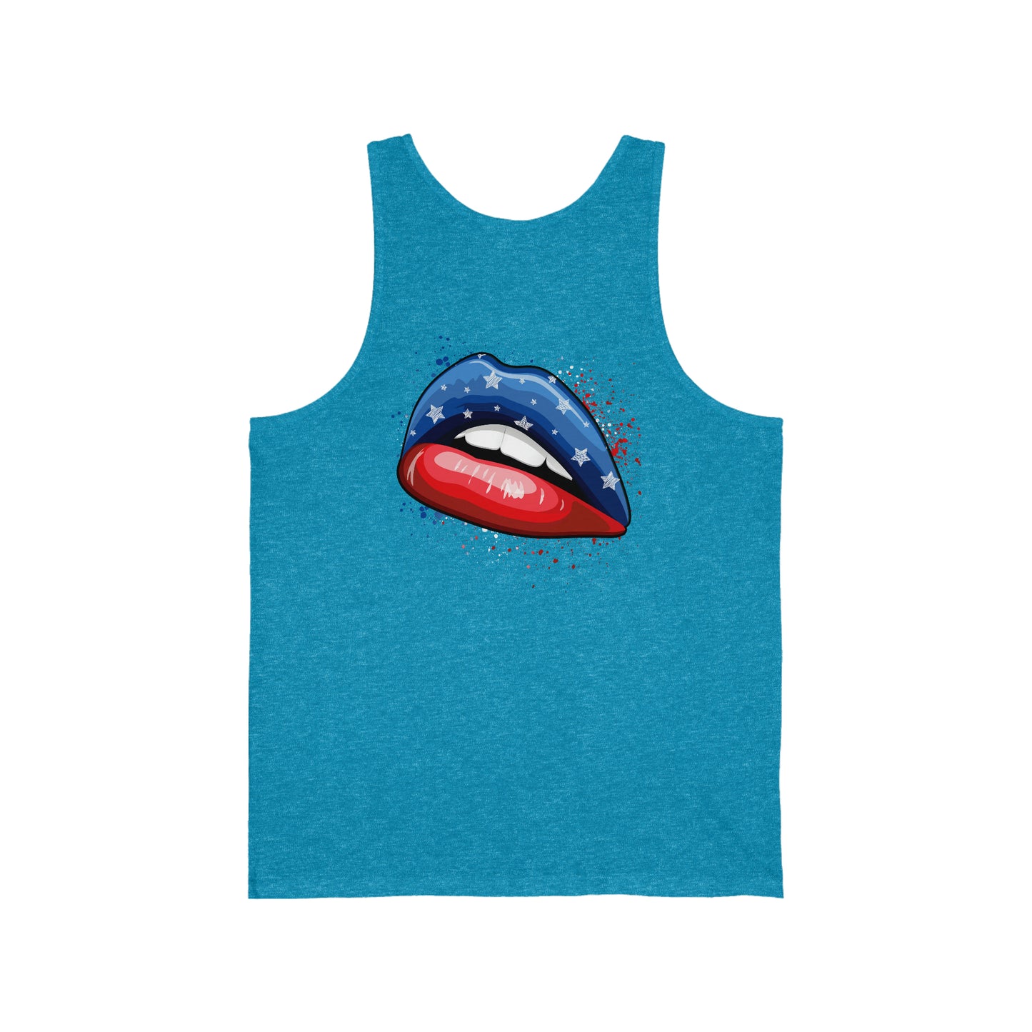 4th of July Flag Lips Unisex Jersey Tank Patriotic Retro