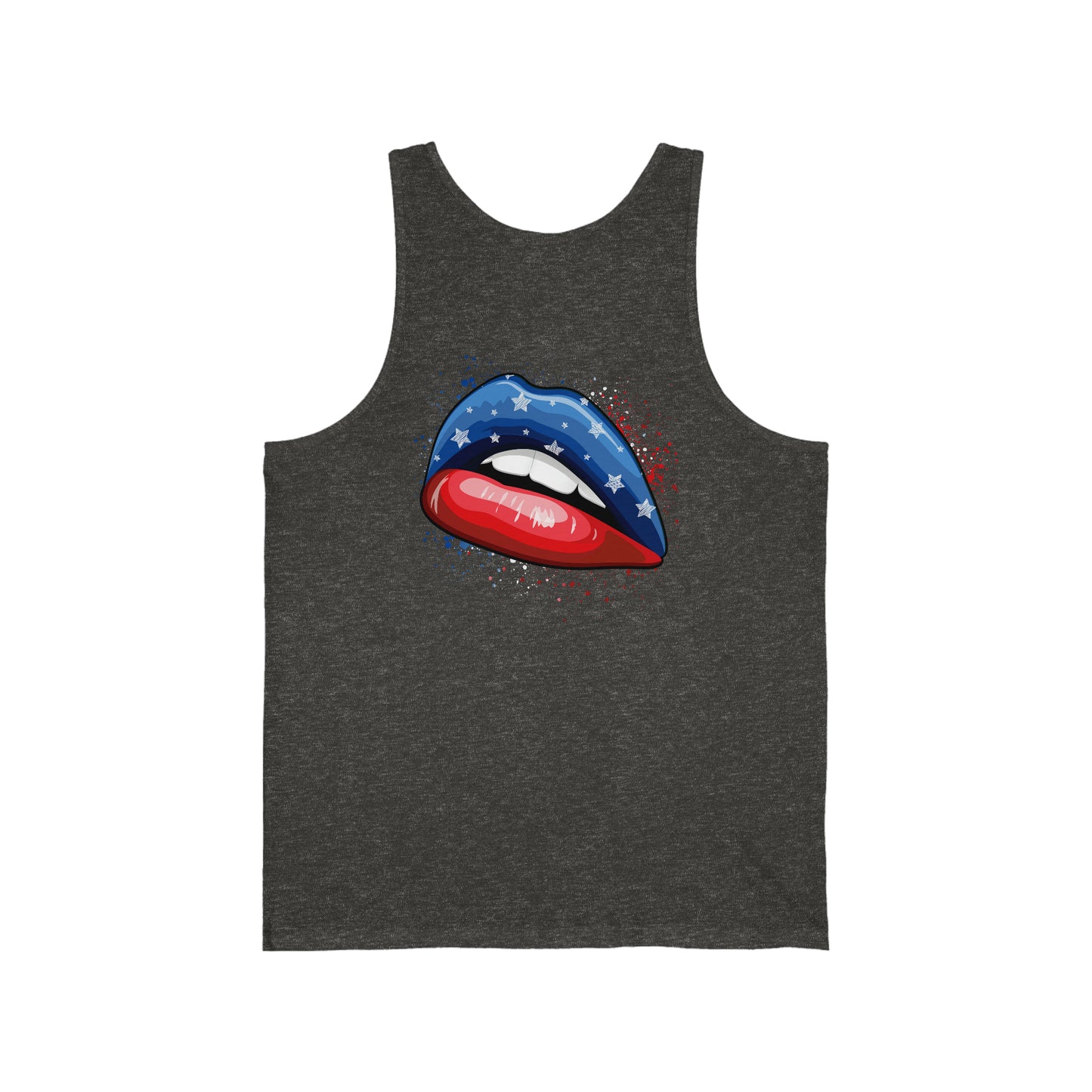 4th of July Flag Lips Unisex Jersey Tank Patriotic Retro