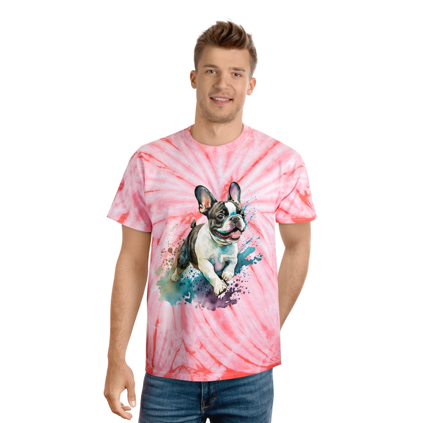 French Bulldog pawprint Love Tie-Dye Tee, Cyclone
