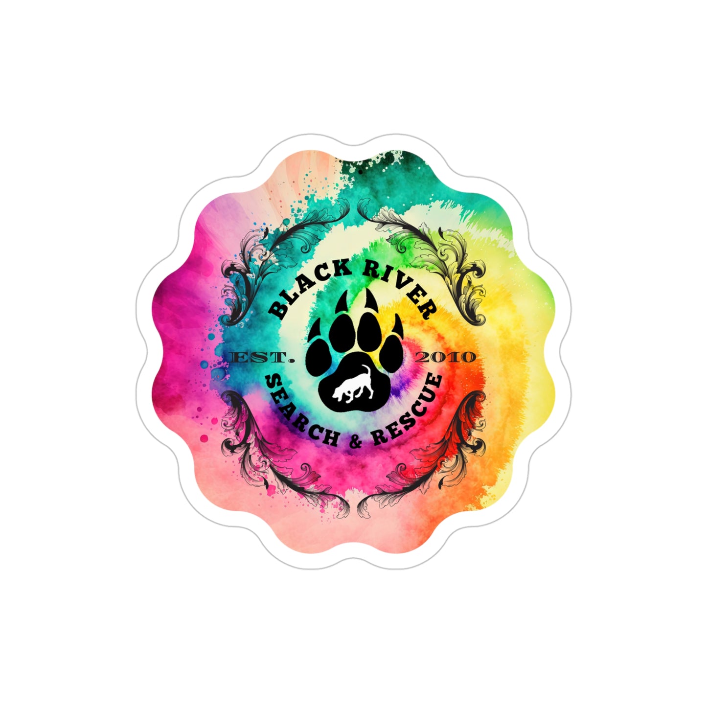 Tie Dye Black River Search and Rescue Transparent Outdoor Stickers, Die-Cut, 1pcs