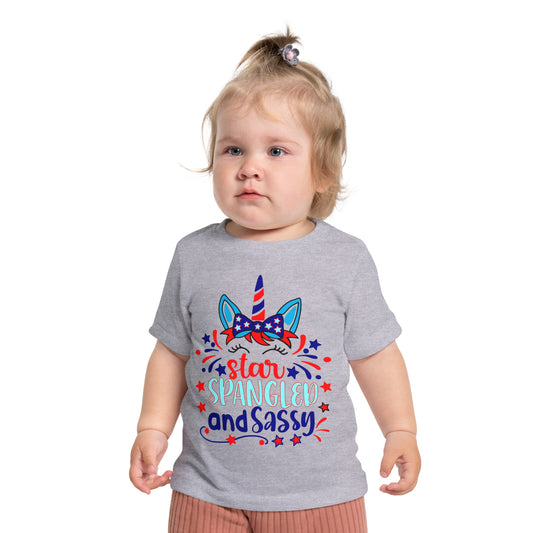 Star Spangled and Sassy 4th of July Baby Short Sleeve T-Shirt Patriotic