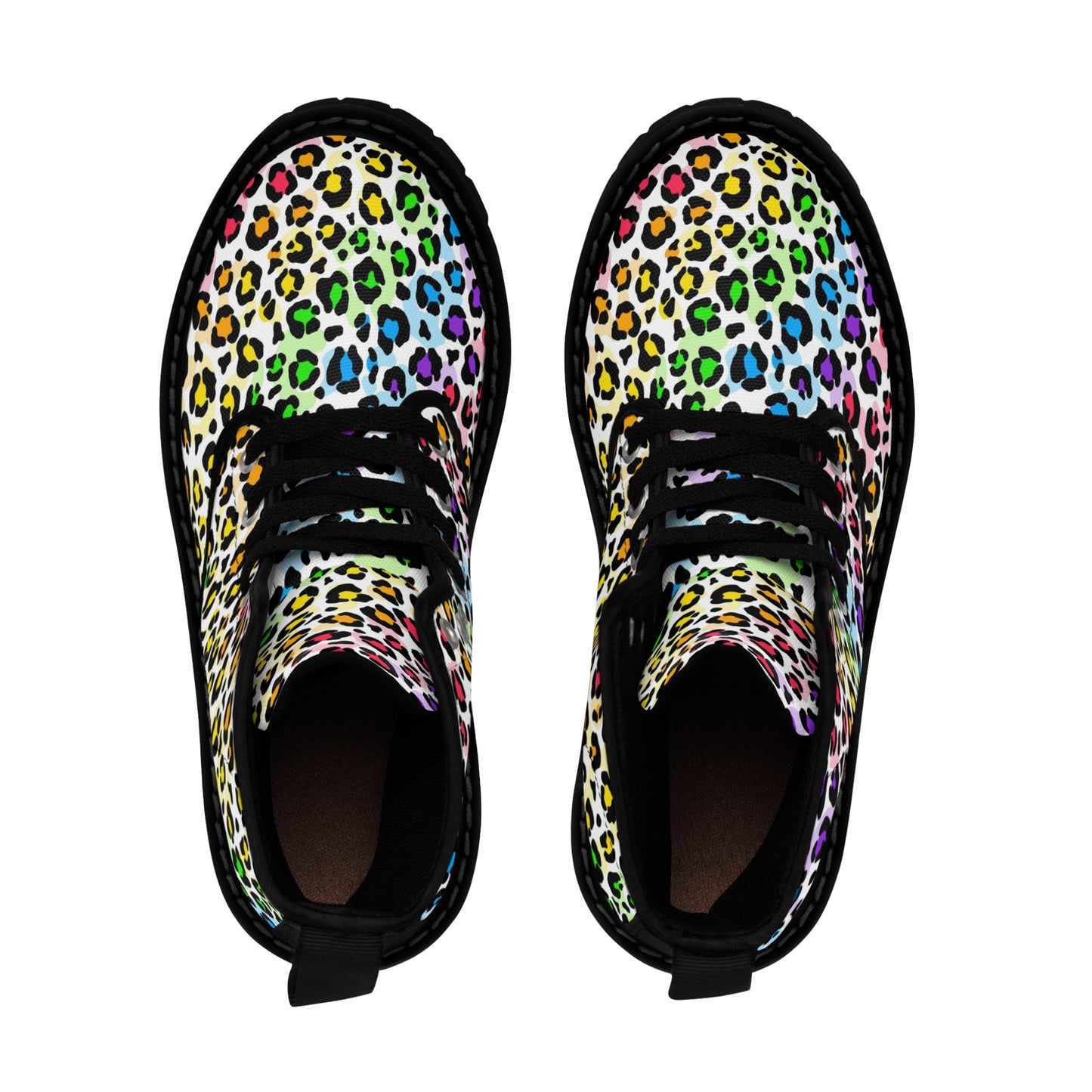 Women's Canvas Boots Multicolor small print leopard