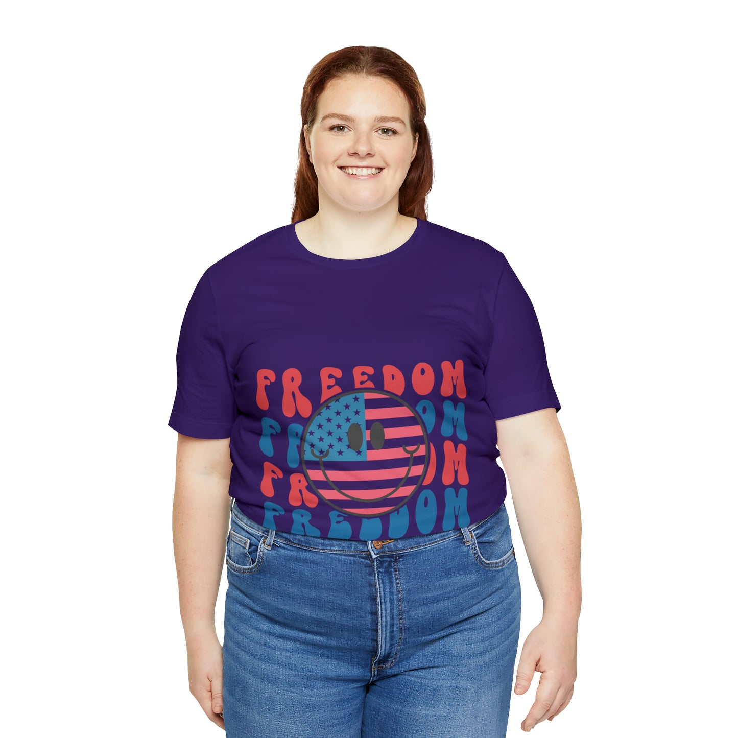 Freedom Smiley Face Flag Unisex Jersey Short Sleeve Tee Patriotic American Flag