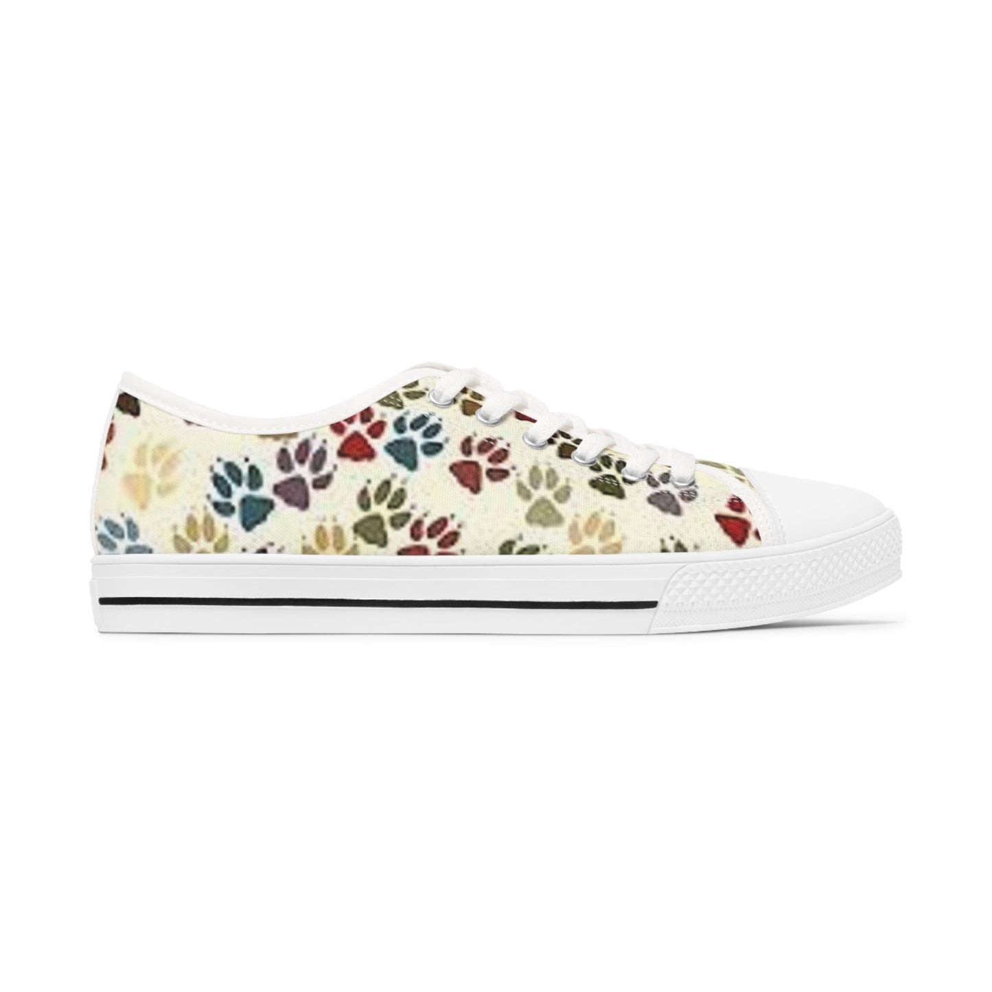 Women's Low Top Sneakers, Paw prints, multicolor, dog