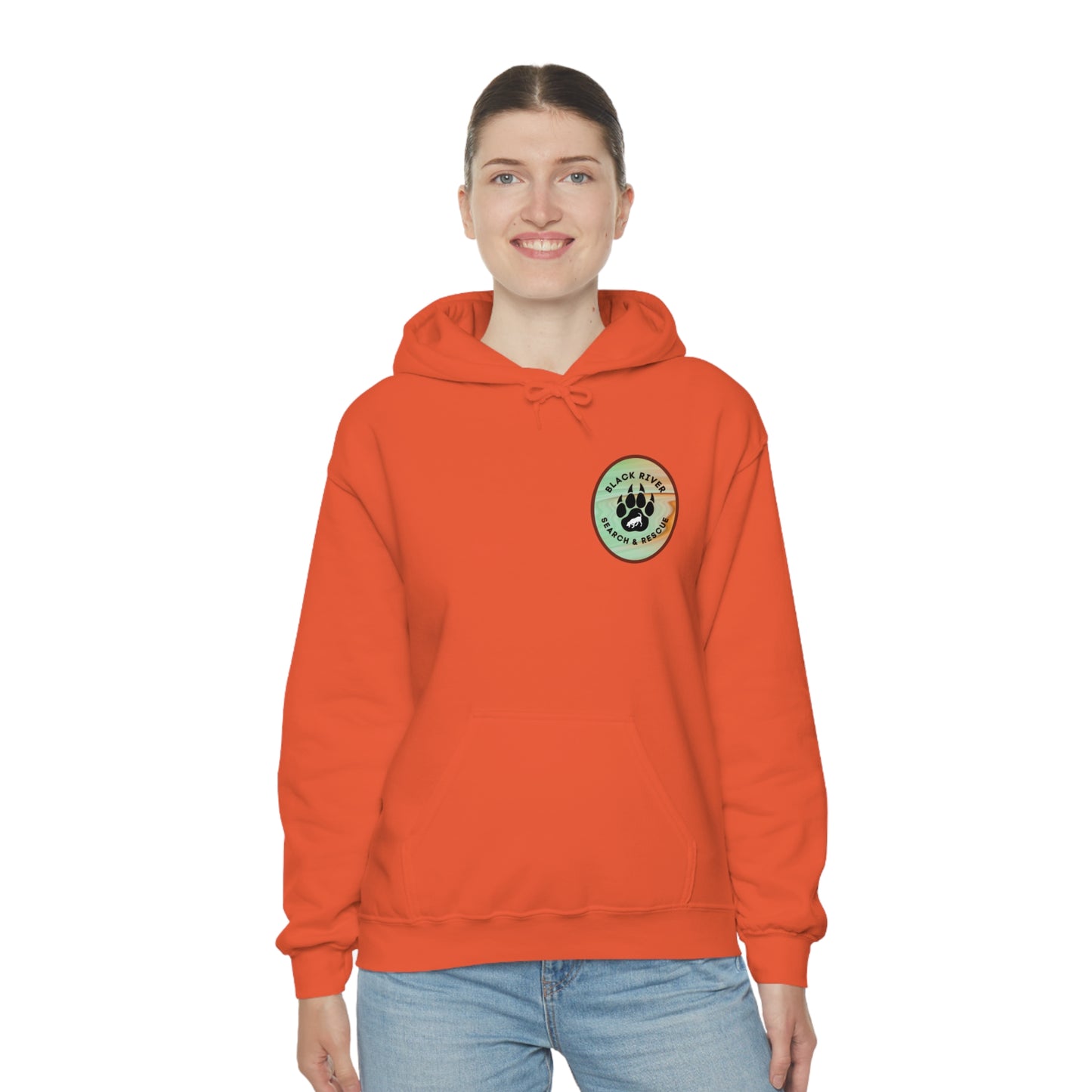 Green and Peach Marble Black River Search & Rescue Logo Unisex Heavy Blend™ Hooded Sweatshirt