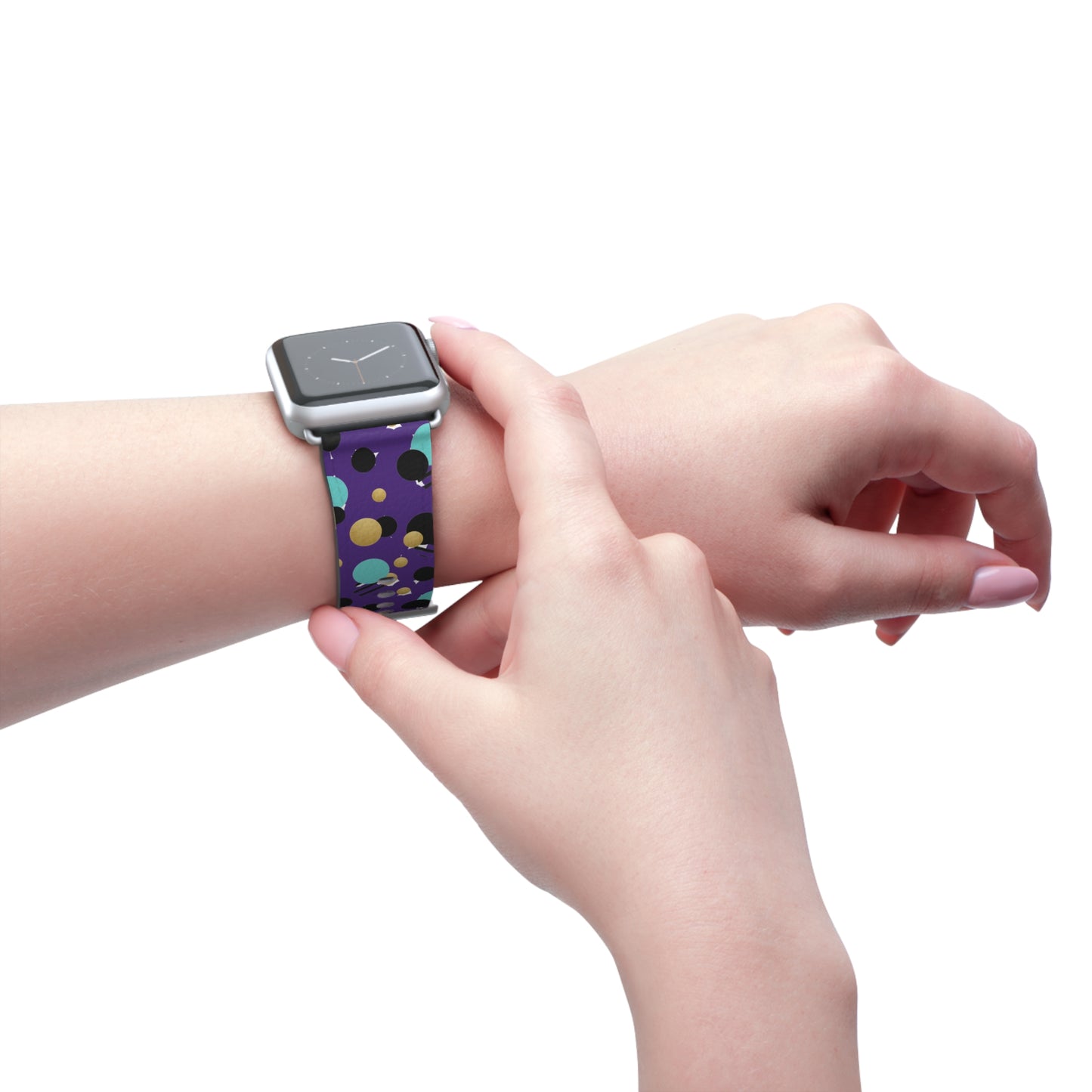 Turquoise Black Gold Polka Dot Purple Apple Watch Band