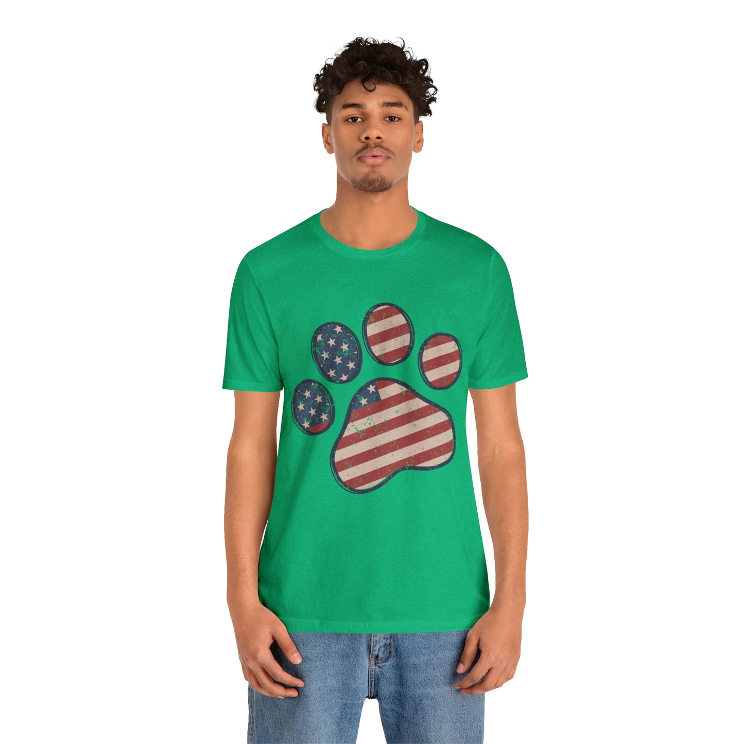4th of July Pawprint Unisex Jersey Short Sleeve Tee Patriotic American Flag