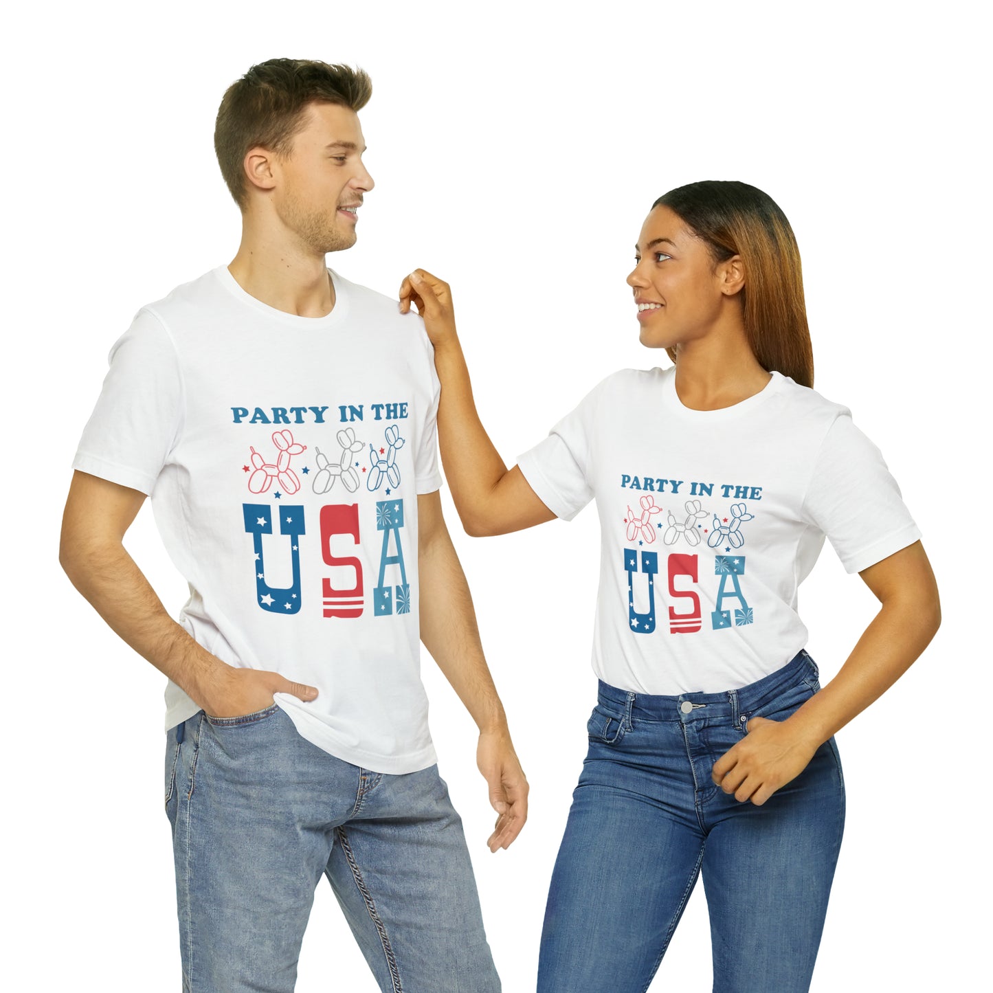 4th of July Party in the USA Unisex Jersey Short Sleeve Tee Patriotic American Flag Retro