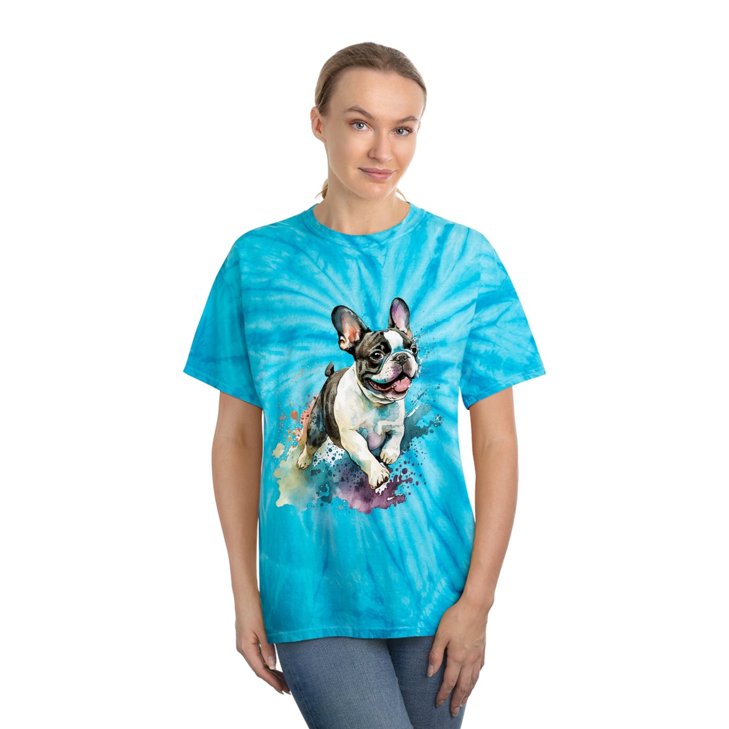 French Bulldog pawprint Love Tie-Dye Tee, Cyclone