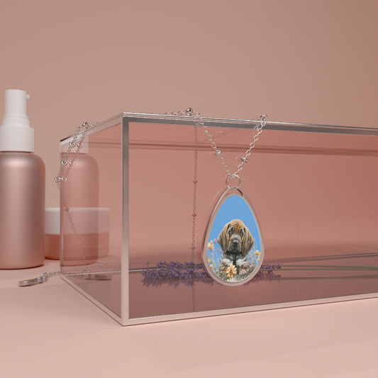 Bloodhound Blue Oval Necklace