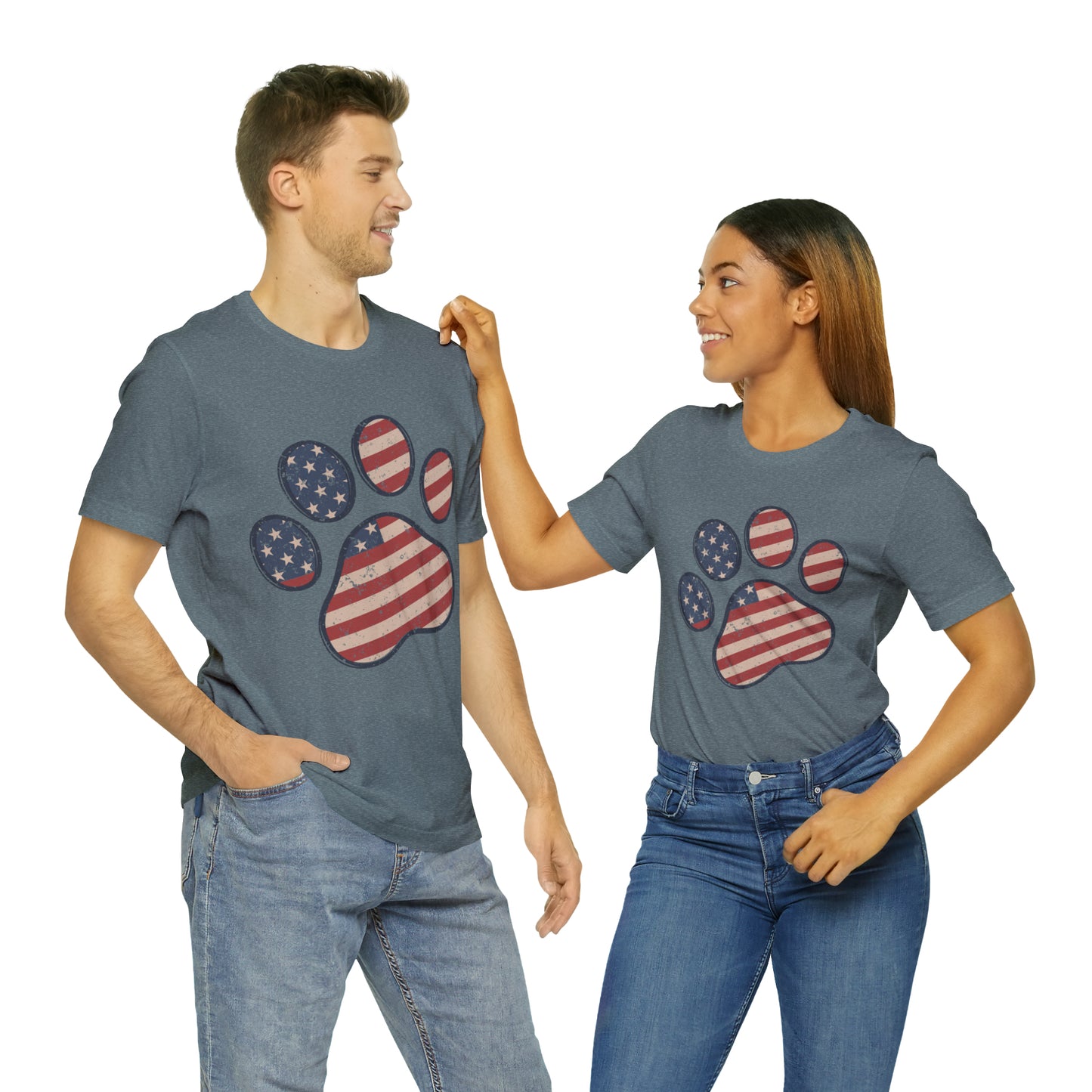 4th of July Pawprint Unisex Jersey Short Sleeve Tee Patriotic American Flag