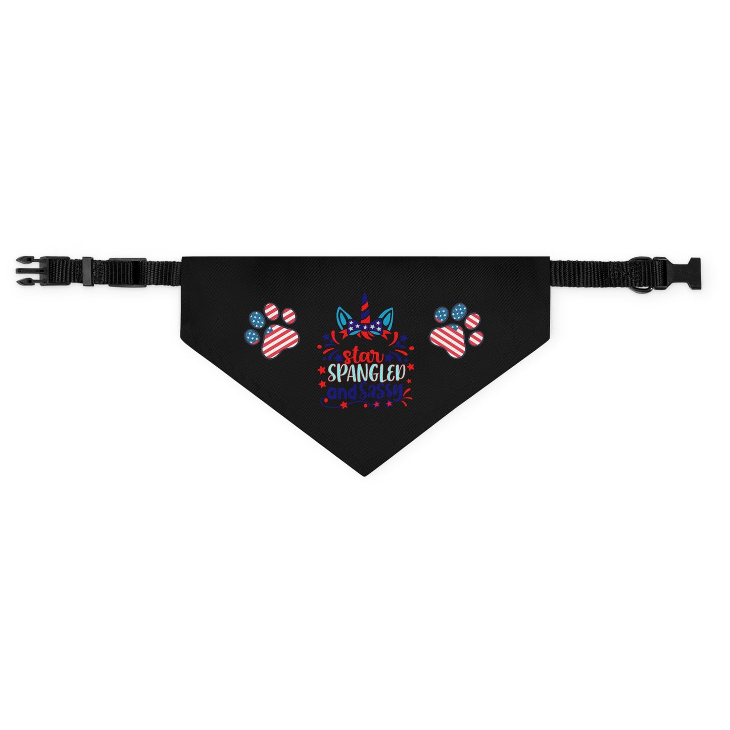 Black 4th of July Patriotic Pet Bandana Collar Star Spangled and Sassy