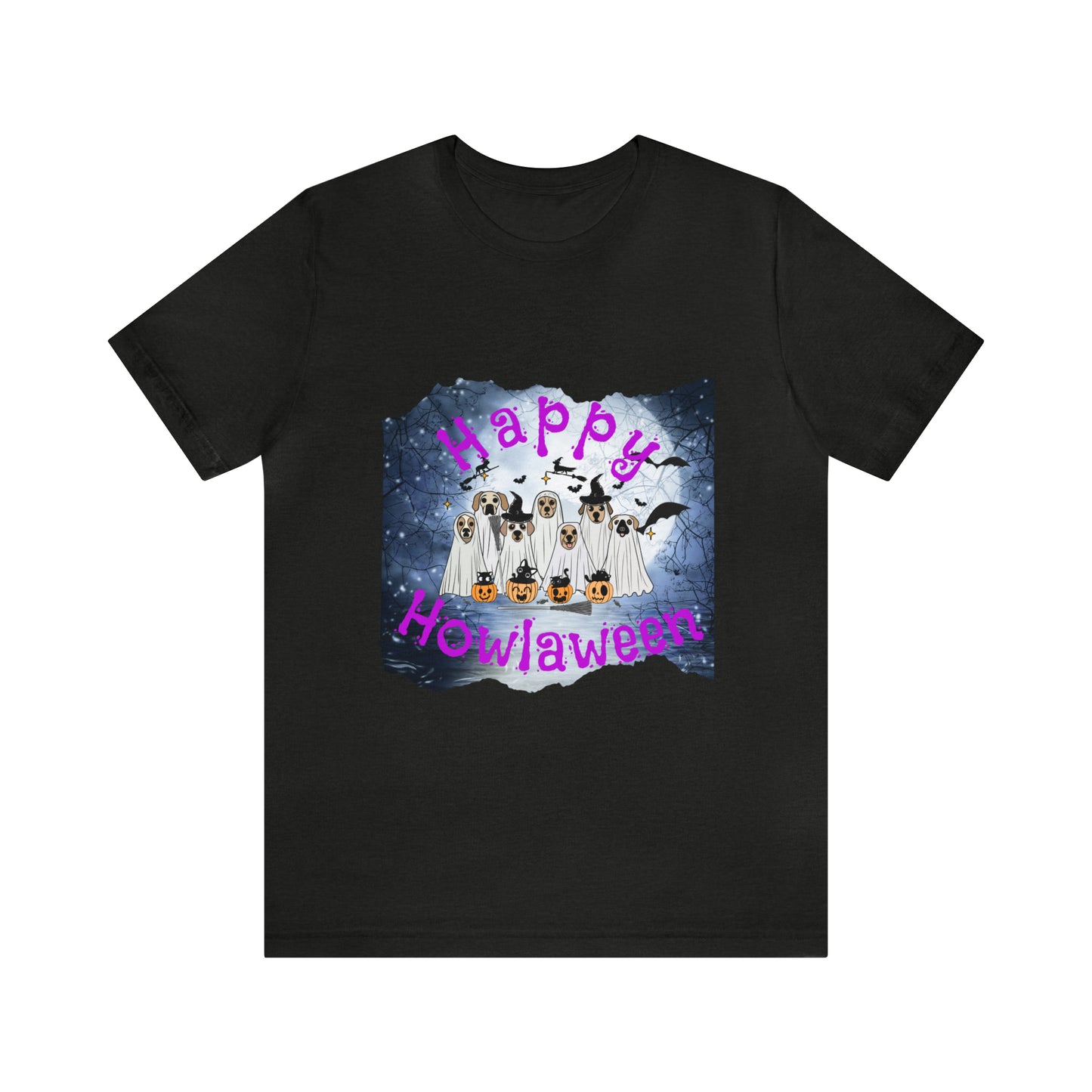 Happy Howlaween Dog Purple Short Sleeve Tee, Halloween shirt