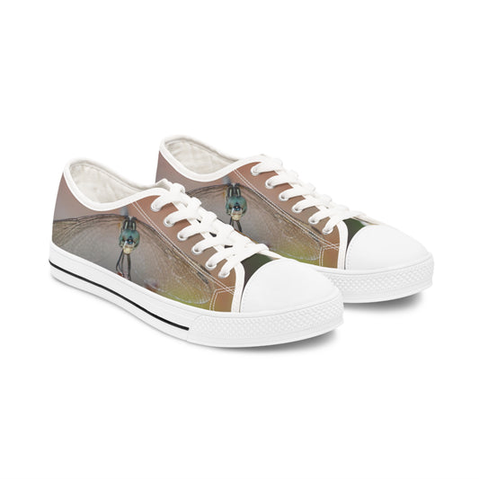 Women's Low Top Sneakers, Dragonfly, peach, green