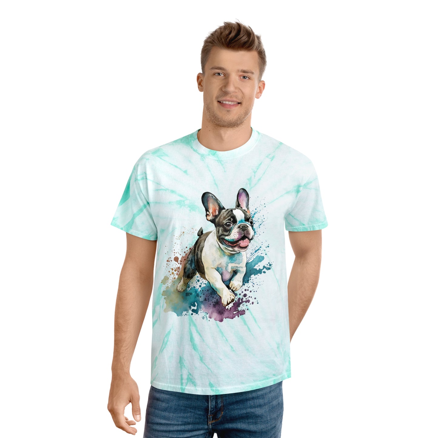 French Bulldog pawprint Love Tie-Dye Tee, Cyclone