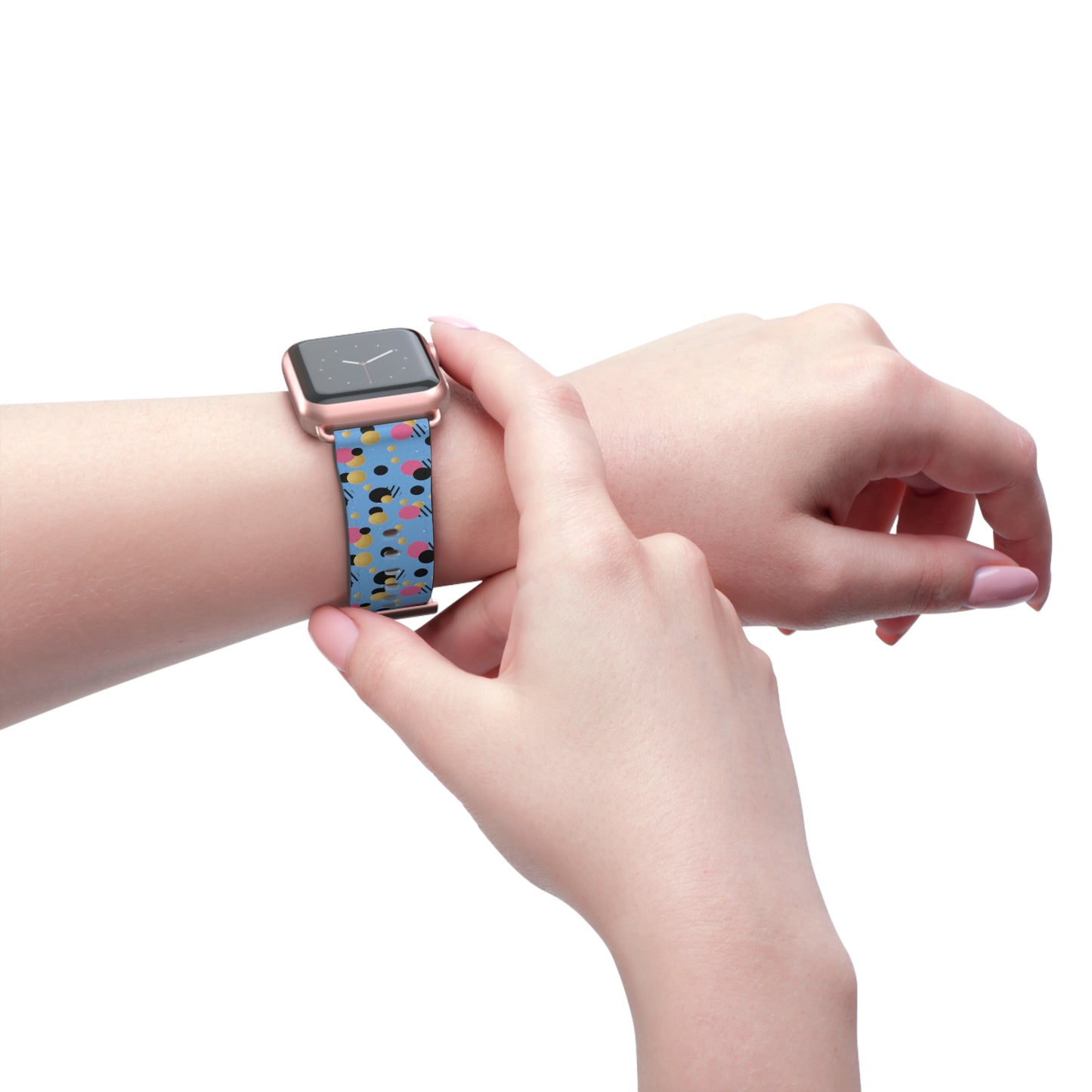 Pink Black Gold Polka Dot light Blue Apple Watch Band