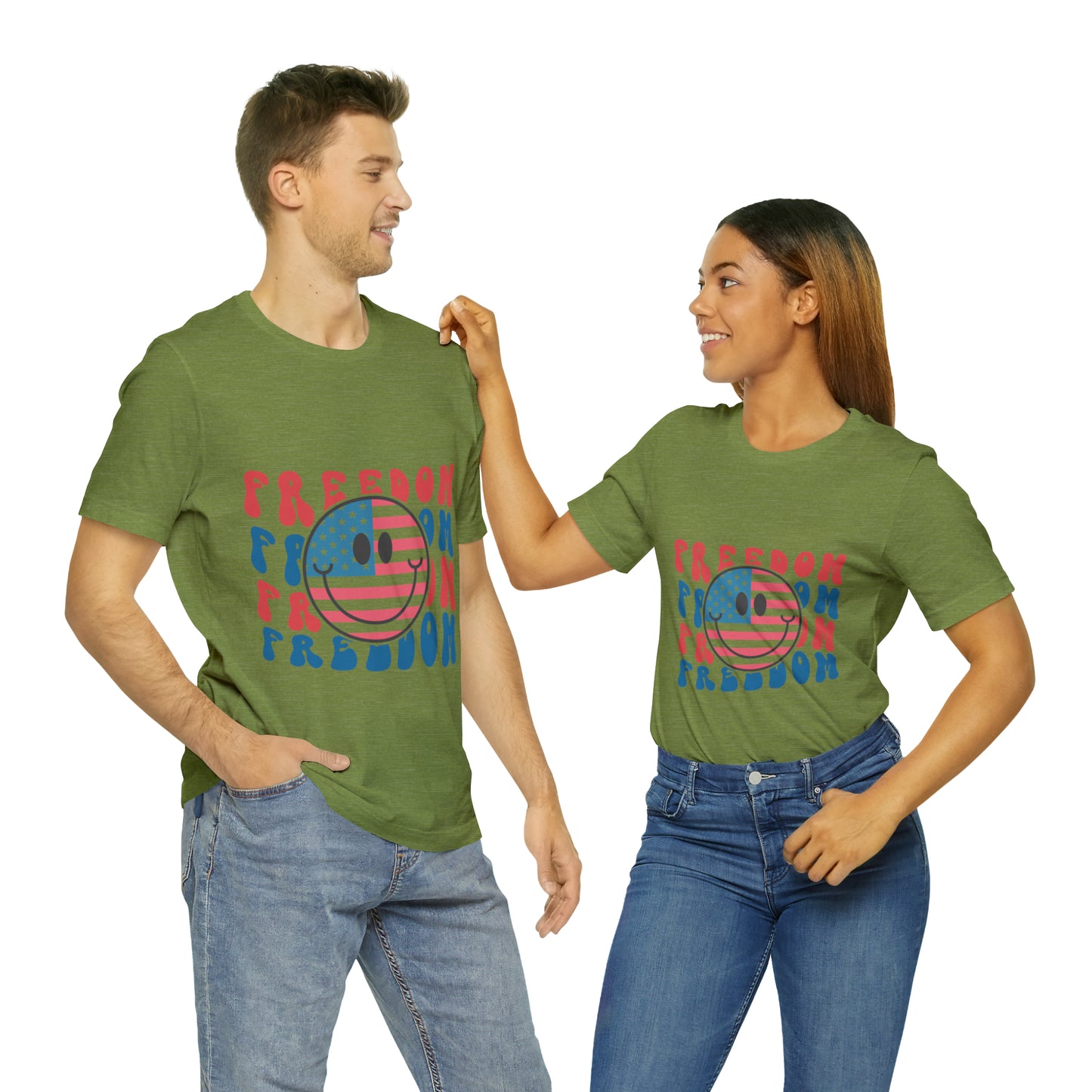 Freedom Smiley Face Flag Unisex Jersey Short Sleeve Tee Patriotic American Flag
