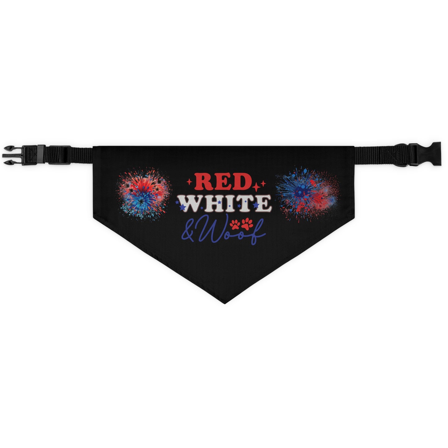 Black 4th of July Patriotic Pet Bandana Collar Red White and Woof