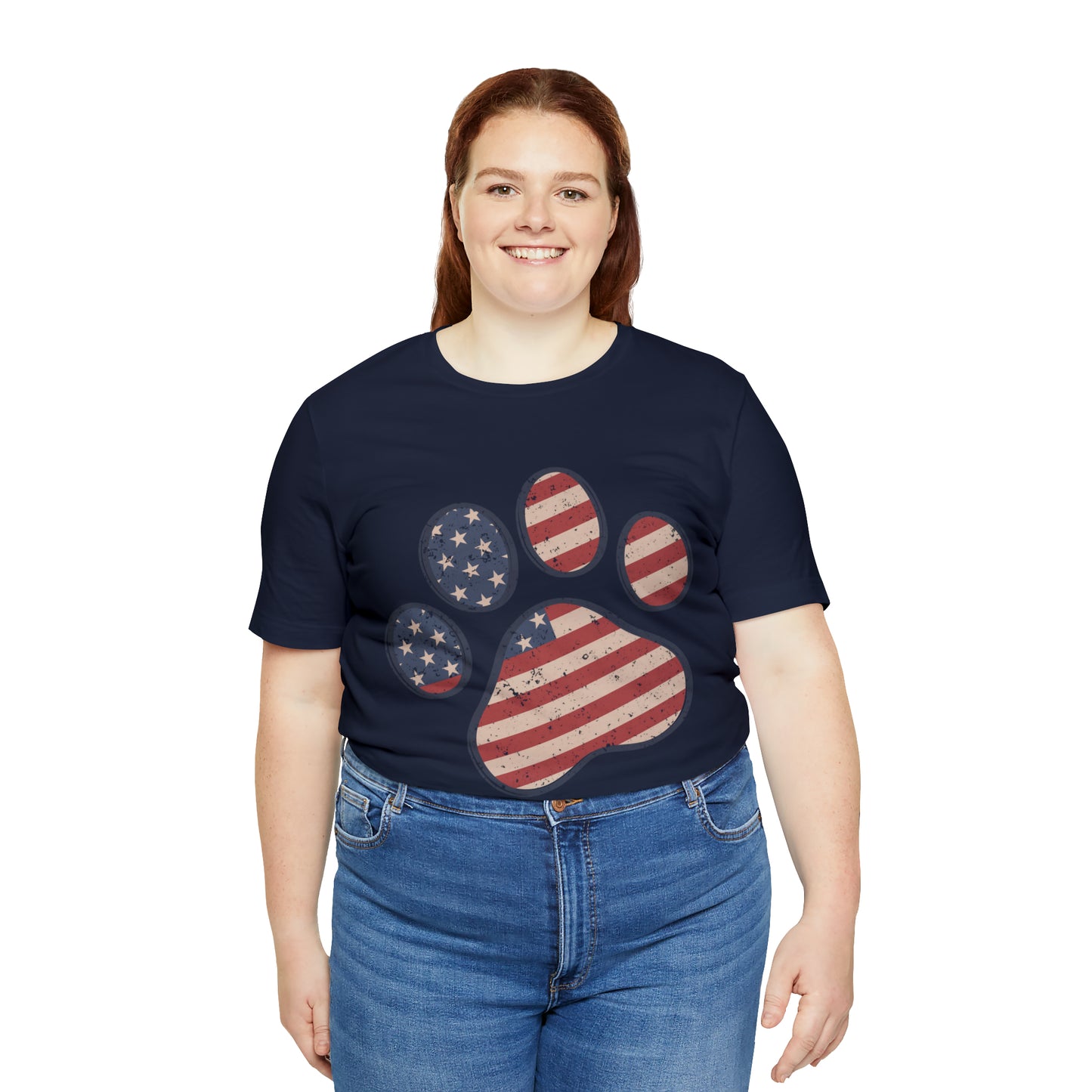 4th of July Pawprint Unisex Jersey Short Sleeve Tee Patriotic American Flag
