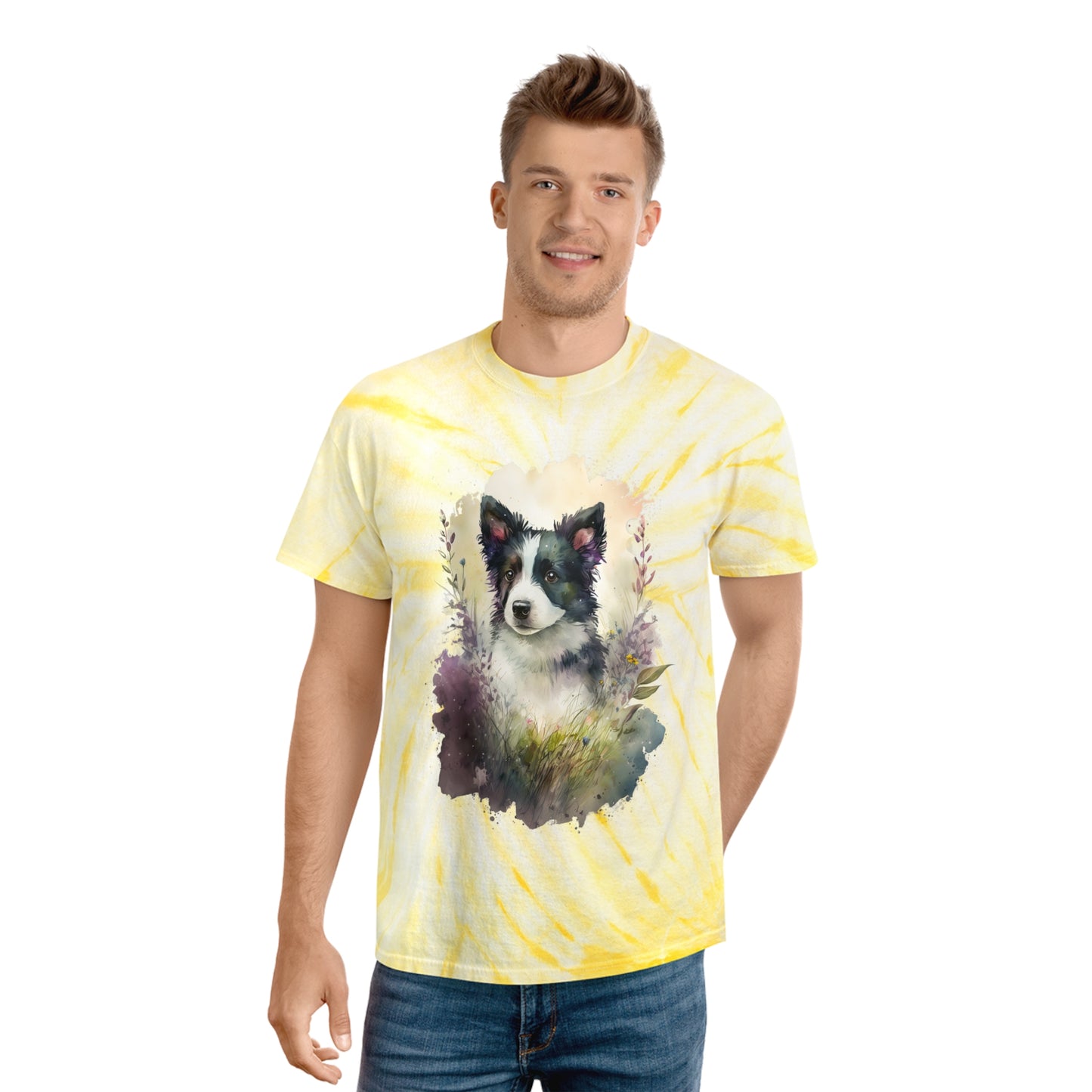 Border Collie pawprint Love Tie-Dye Tee, Cyclone