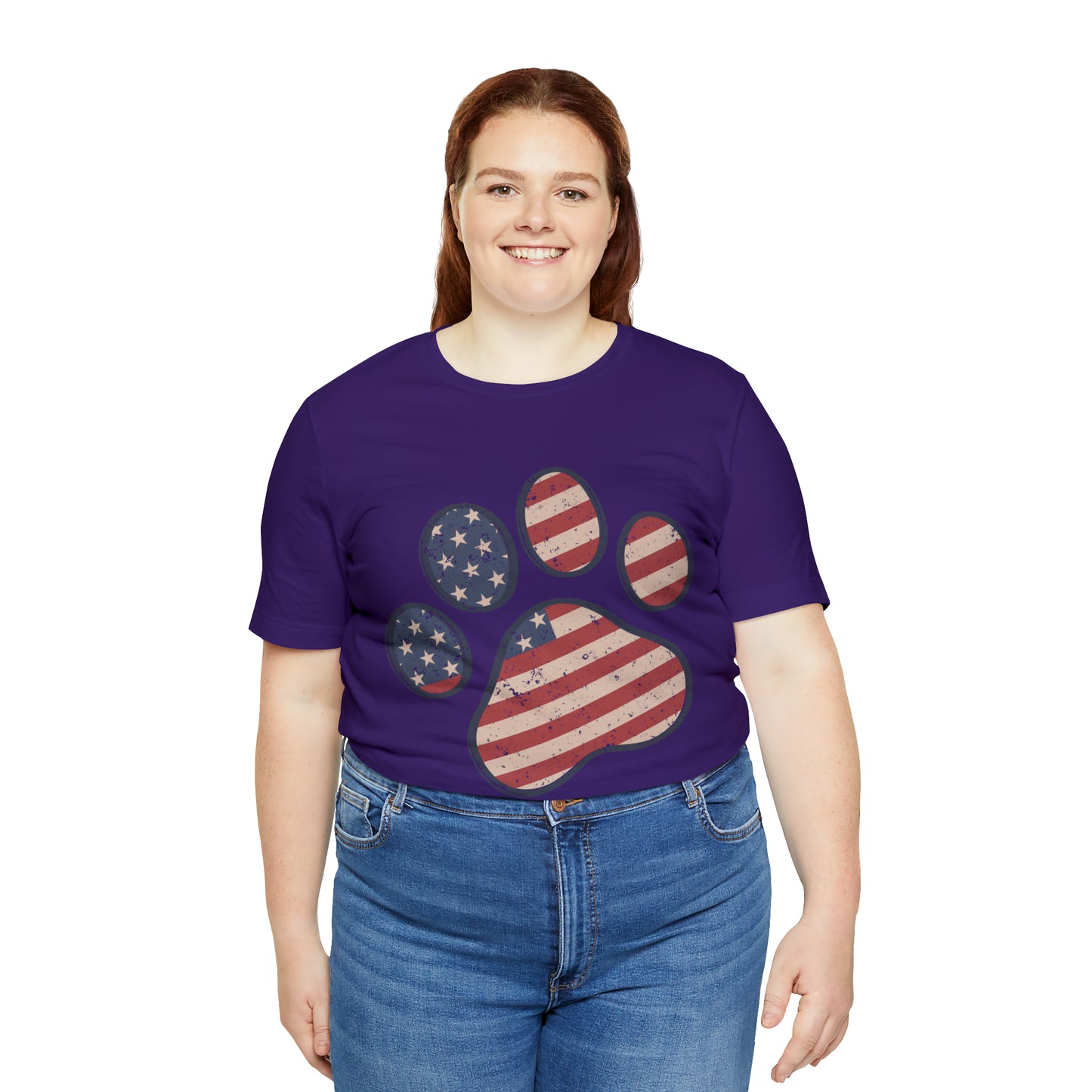 4th of July Pawprint Unisex Jersey Short Sleeve Tee Patriotic American Flag