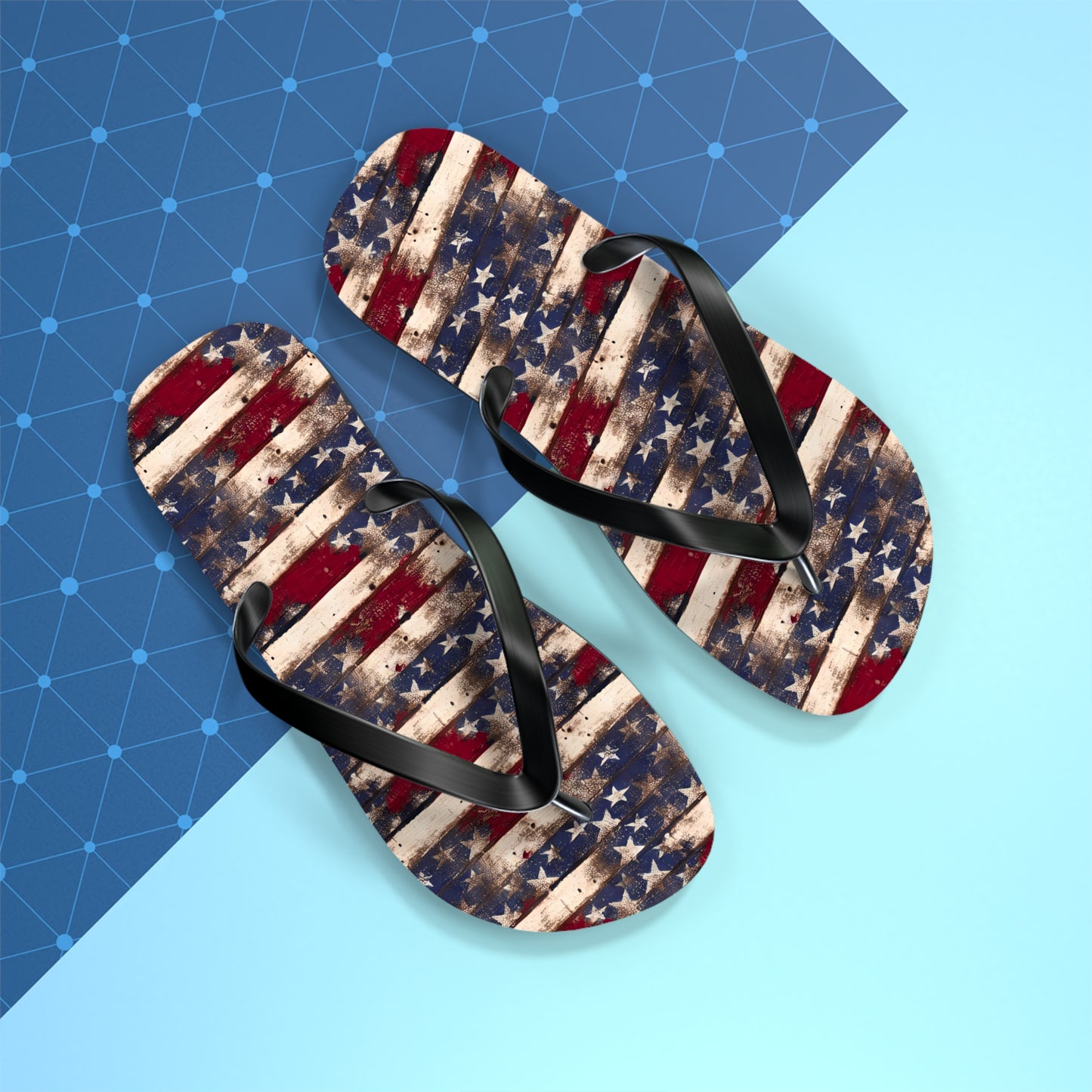 Distressed Retro Flag Flip Flops