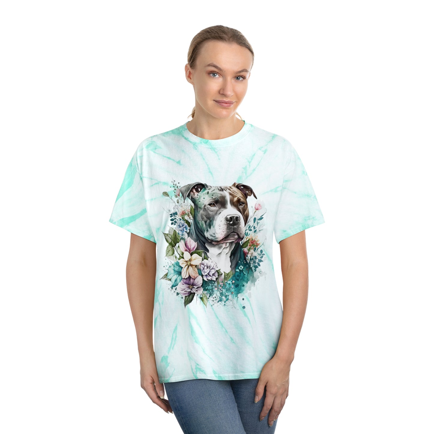 Pitbull pawprint Love Tie-Dye Tee, Cyclone