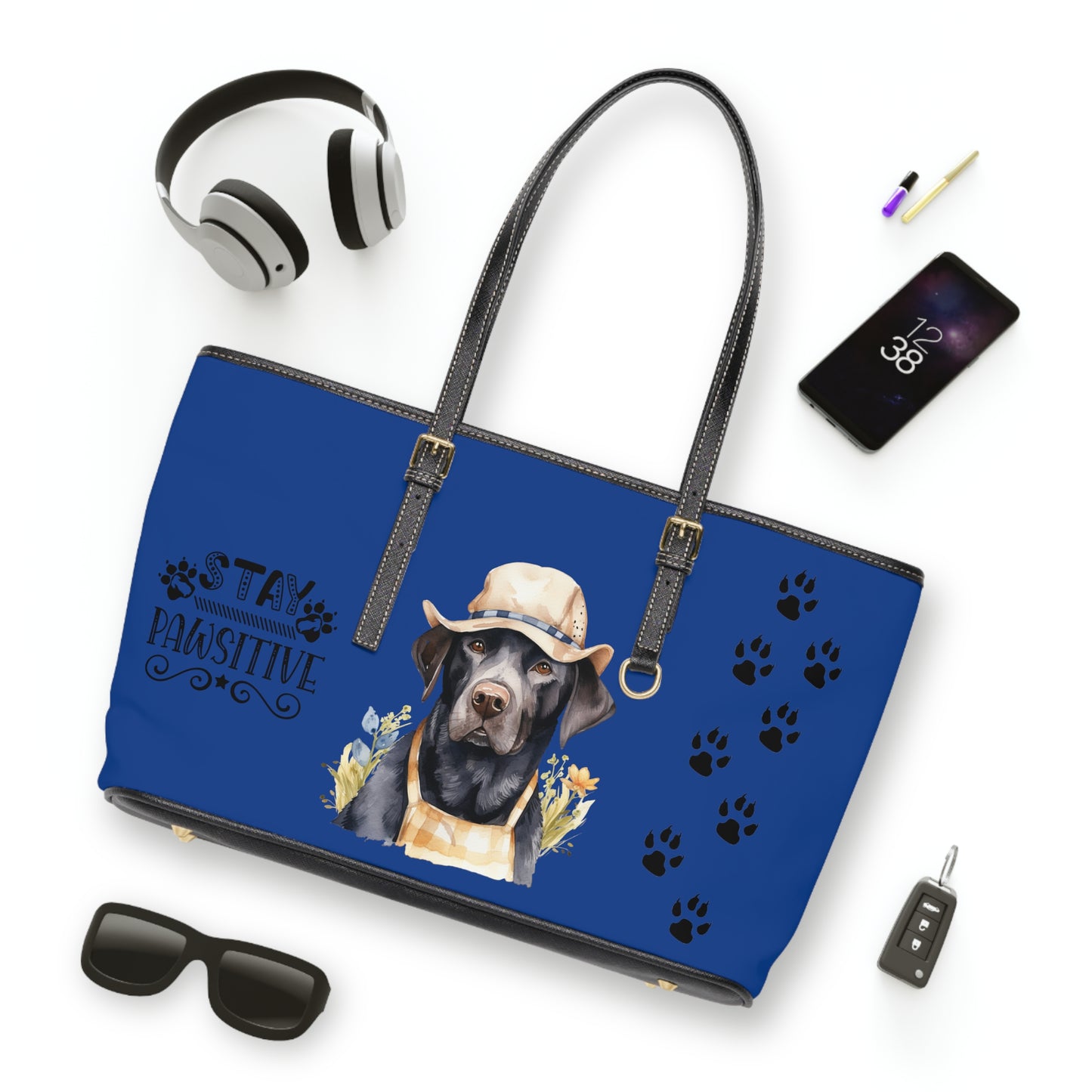 Country Lab Leather Shoulder Bag Dark Blue You had me at woof stay pawsitive