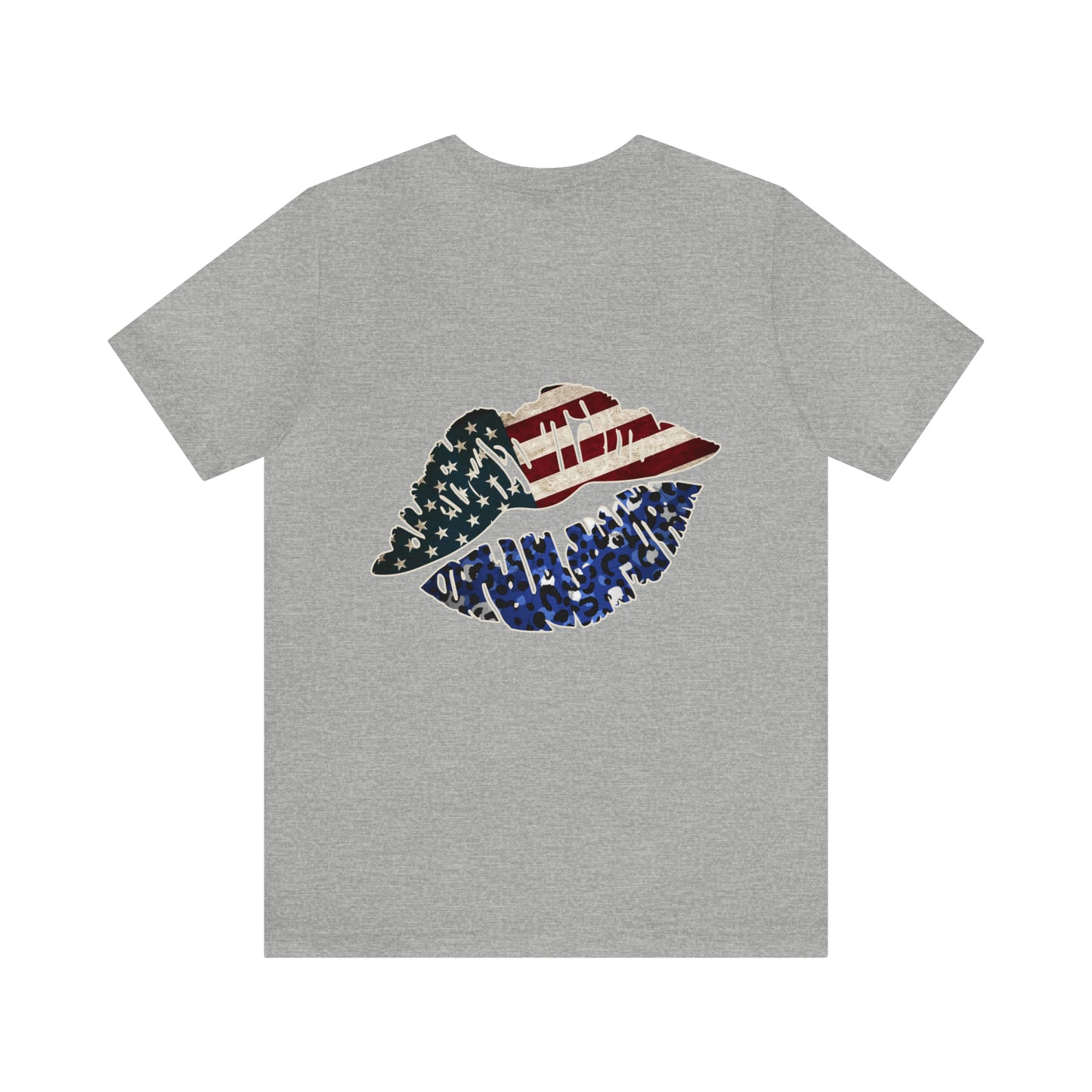 American Flag Lips 4th of July Unisex Jersey Short Sleeve Tee Patriotic Retro